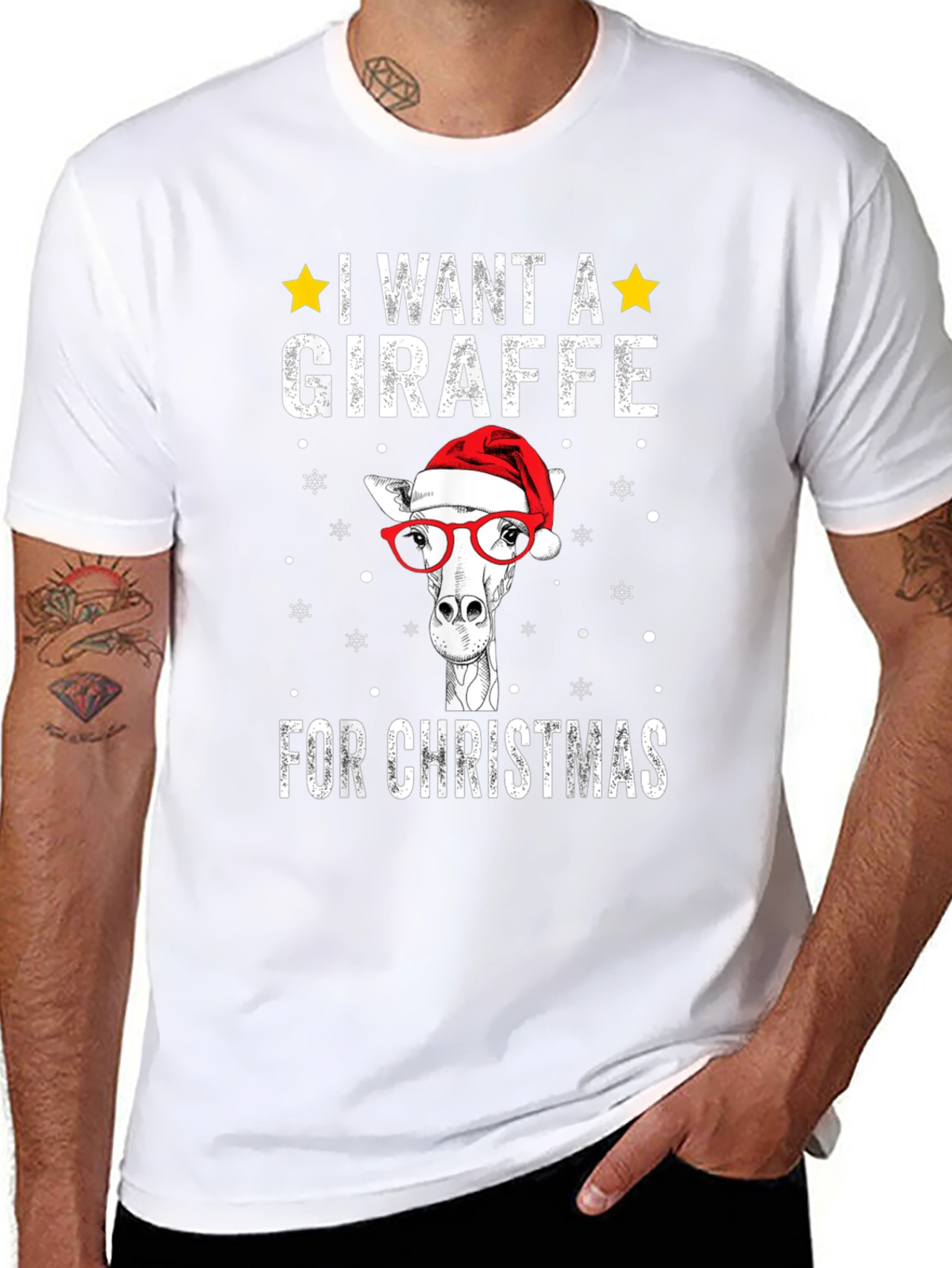 Christmas Giraffe T-Shirt Holiday Apparel