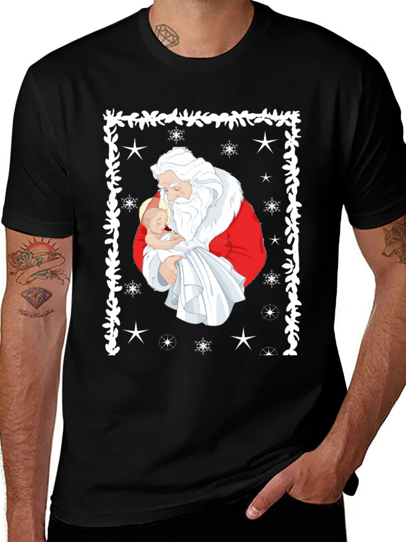 Santa Holding Baby Christmas T-Shirt