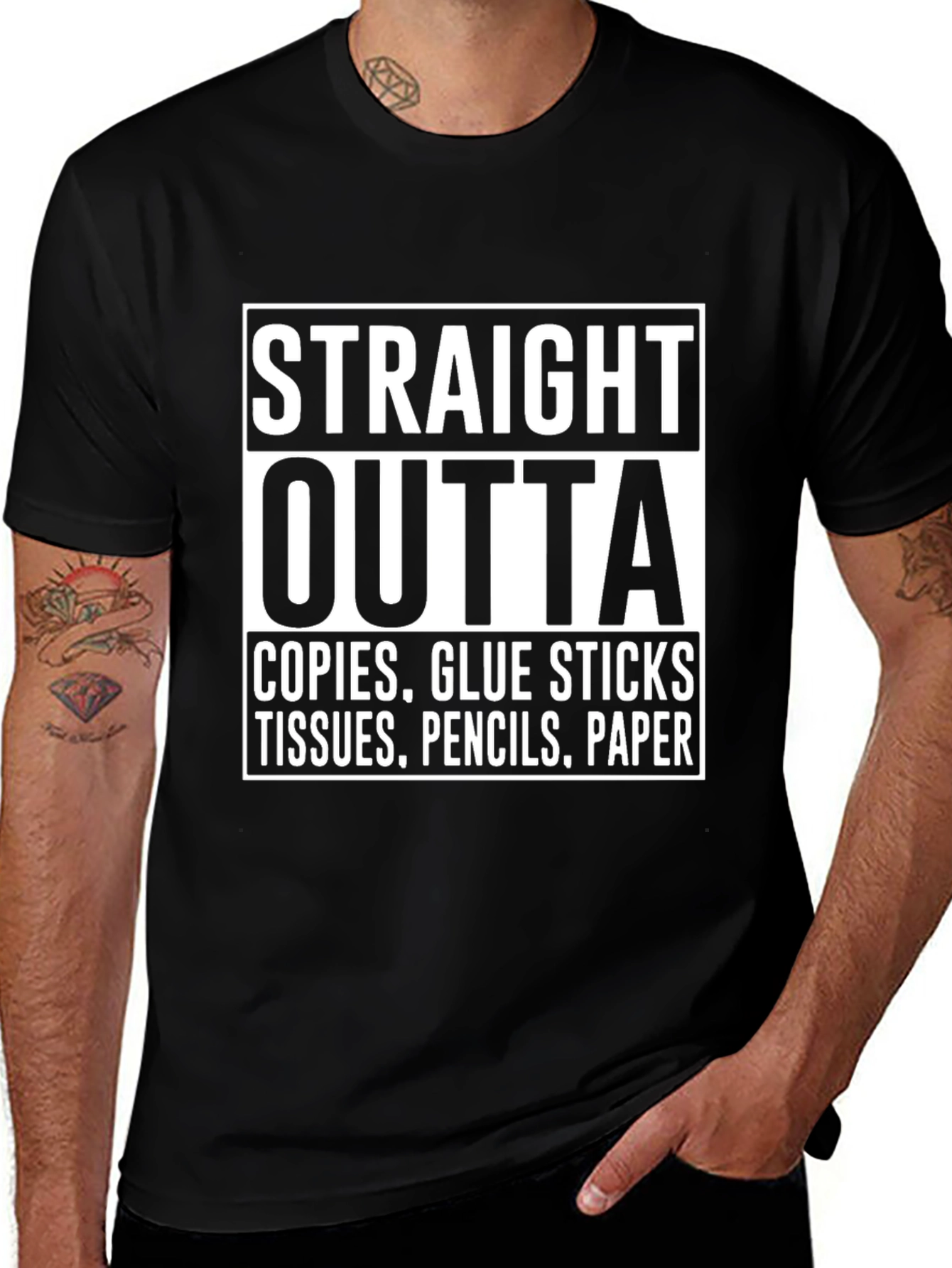 Straight Outta School Supplies Funny Teacher T-Shirt