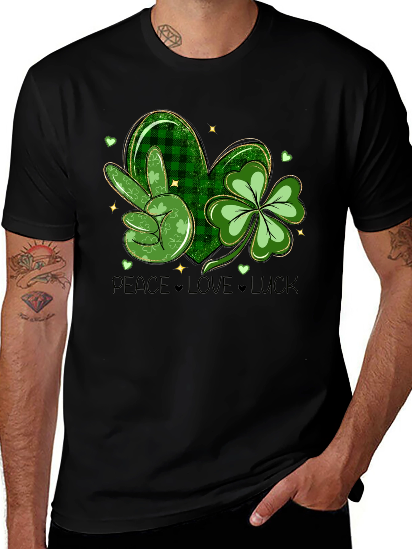 St. Patricks Day Peace Love Luck Graphic Tee