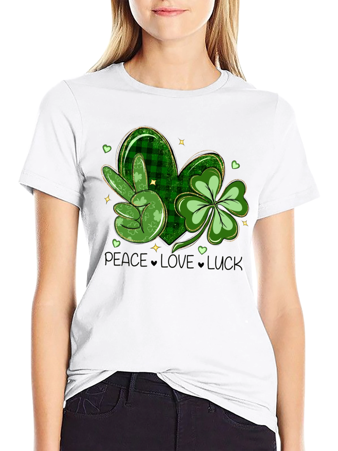 St. Patricks Day Peace Love Luck Graphic Tee
