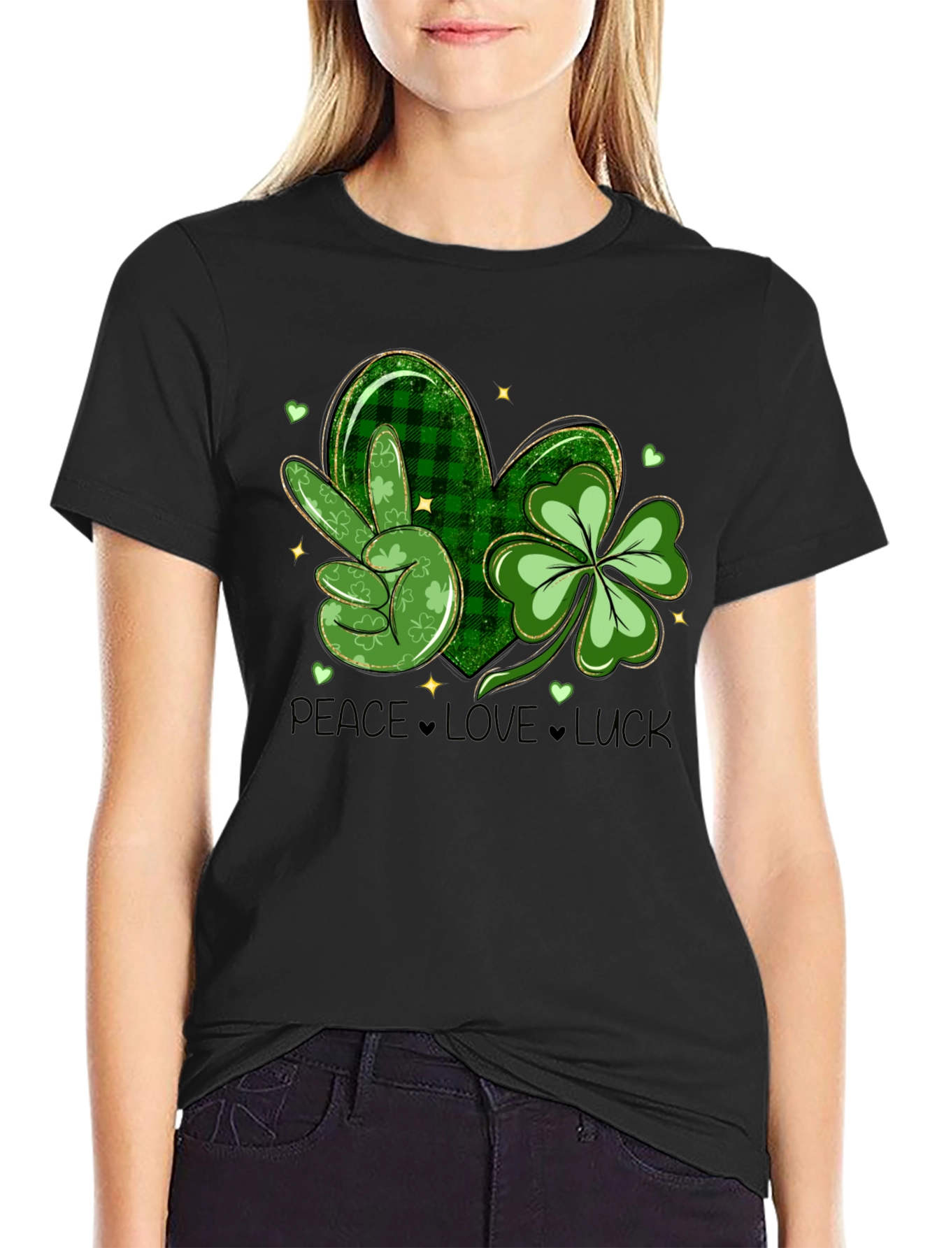 St. Patricks Day Peace Love Luck Graphic Tee