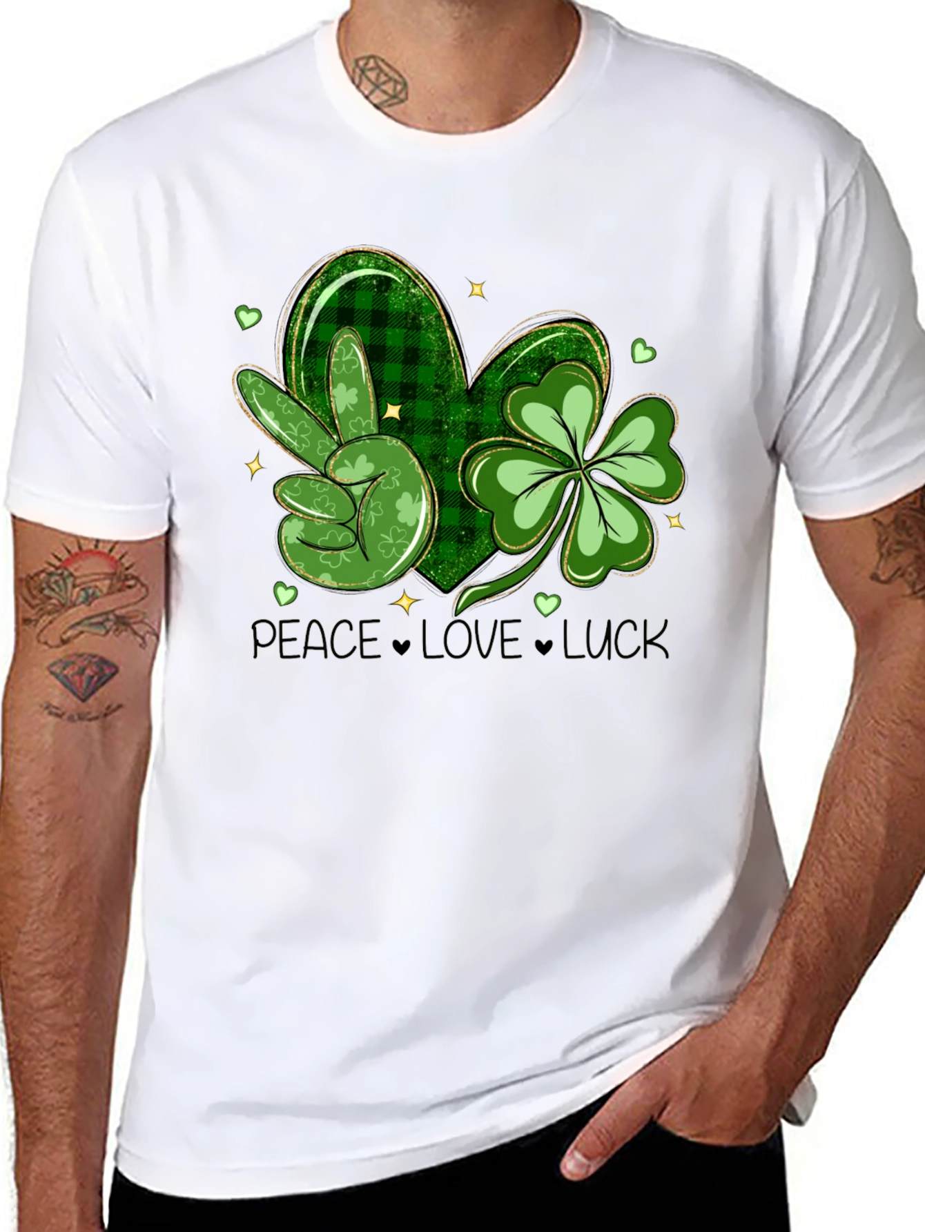 St. Patricks Day Peace Love Luck Graphic Tee