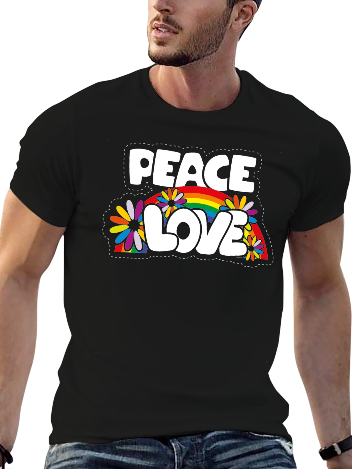 Peace Love Rainbow Graphic T-Shirt