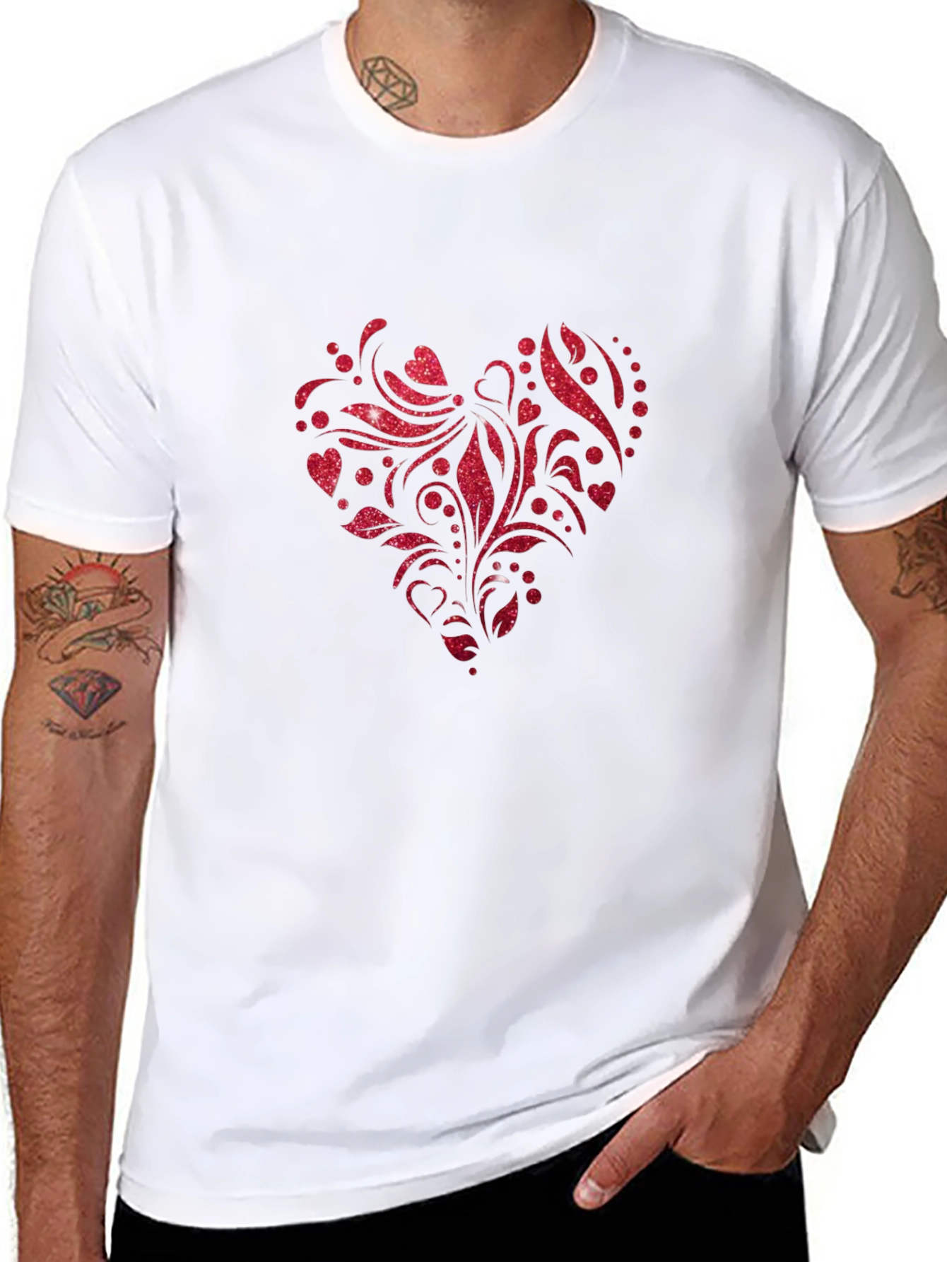 Red Glitter Heart Graphic Tee