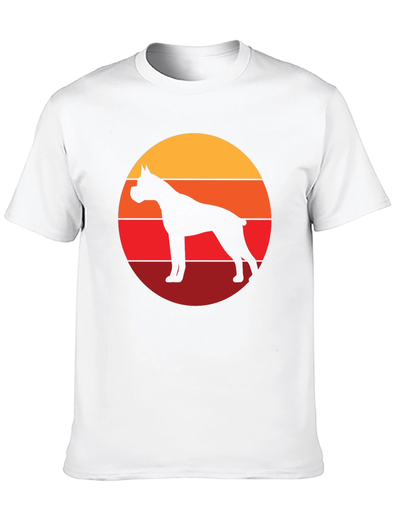 Boxer Dog Silhouette Sunset Graphic Tee - Black