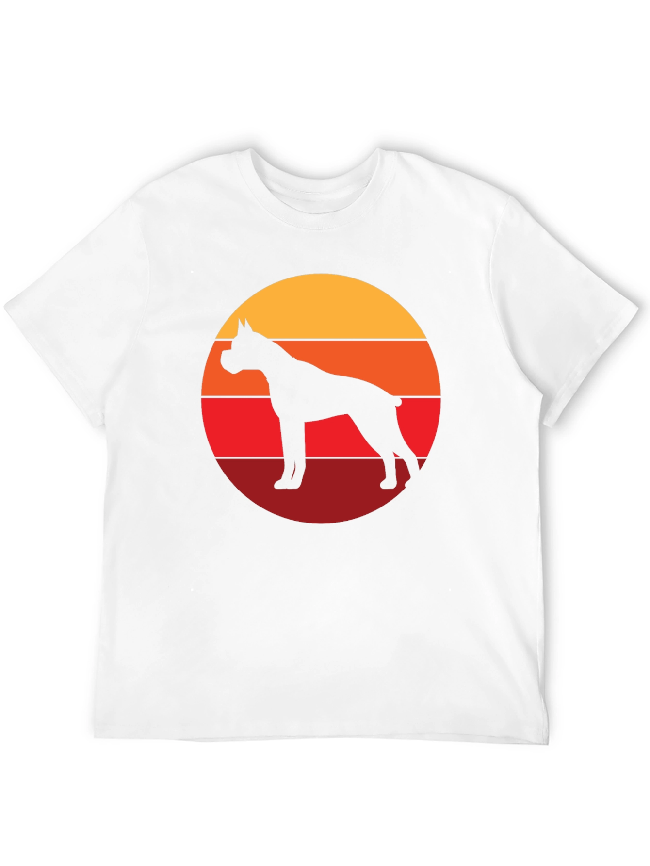 Boxer Dog Silhouette Sunset Graphic Tee - Black