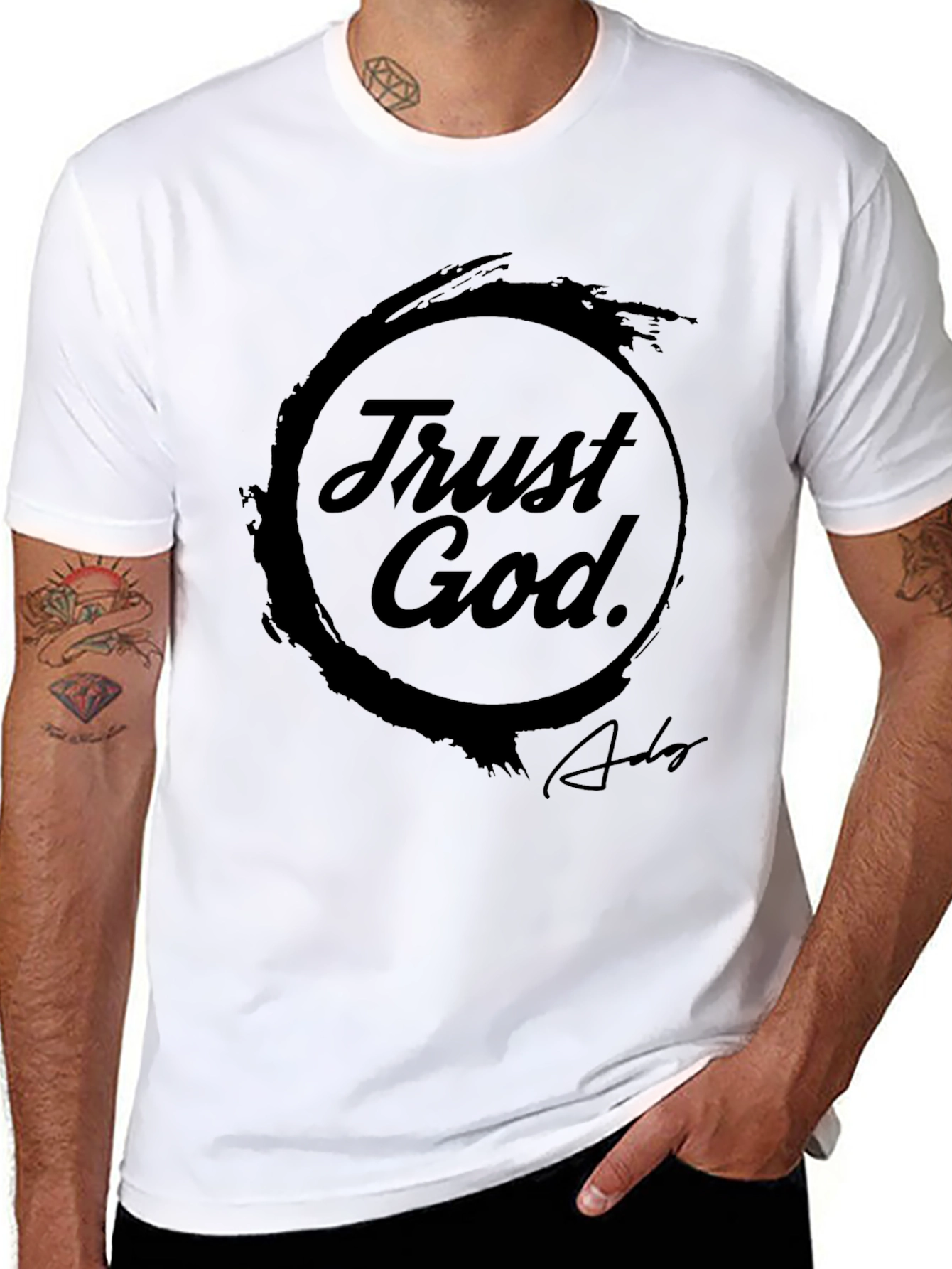 Trust God Black Graphic Tee - Christian Apparel