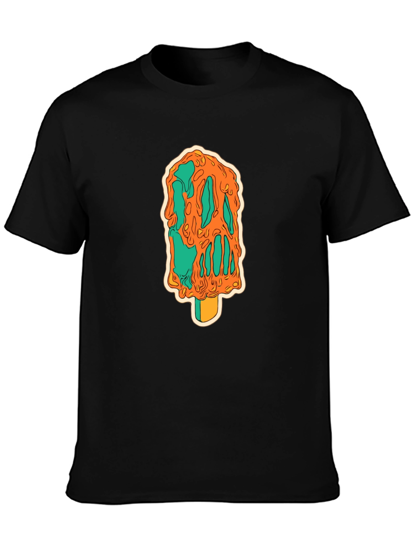 Melting Ice Cream Graphic Black T-Shirt