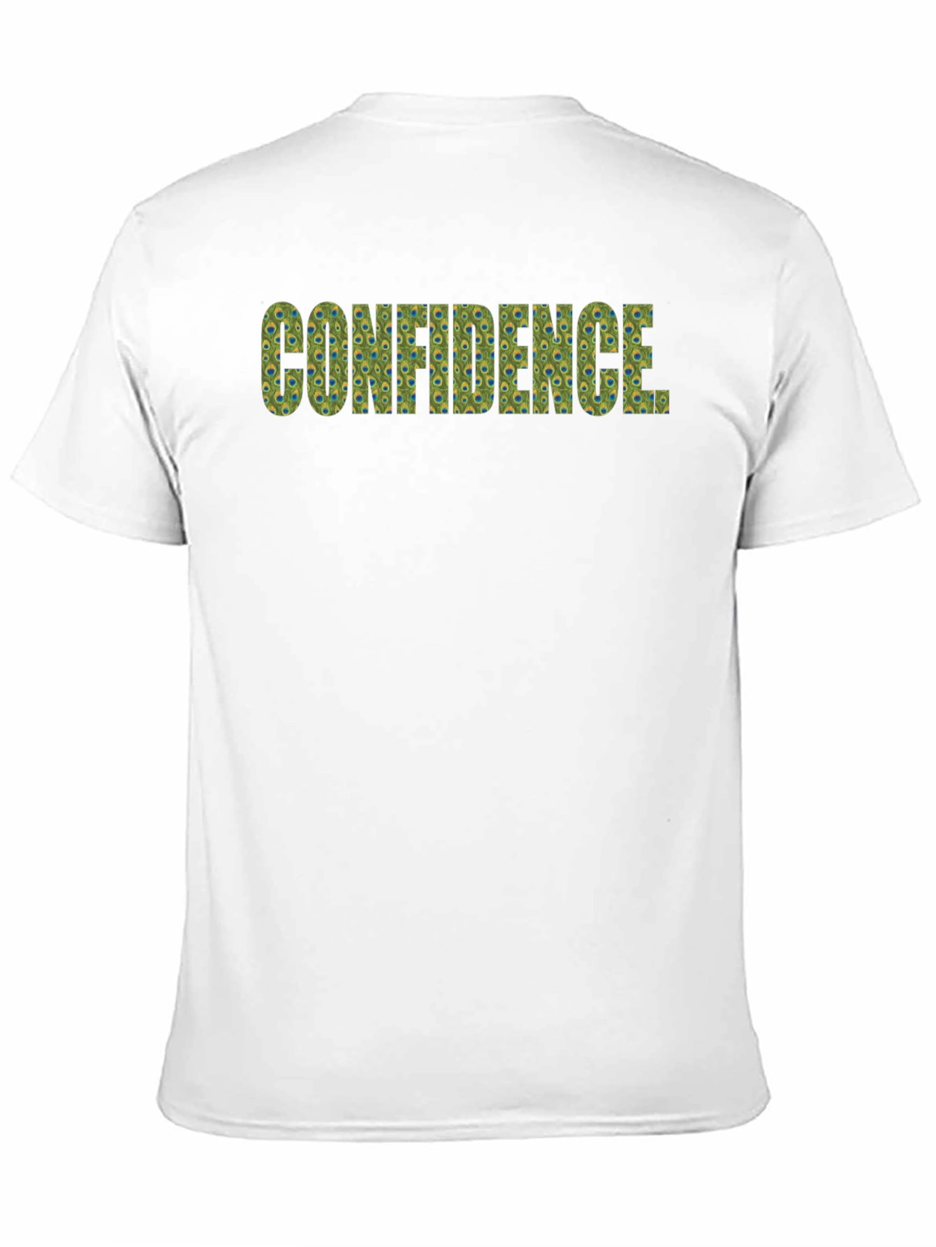 Confidence Peacock Feather Pattern Black T-Shirt