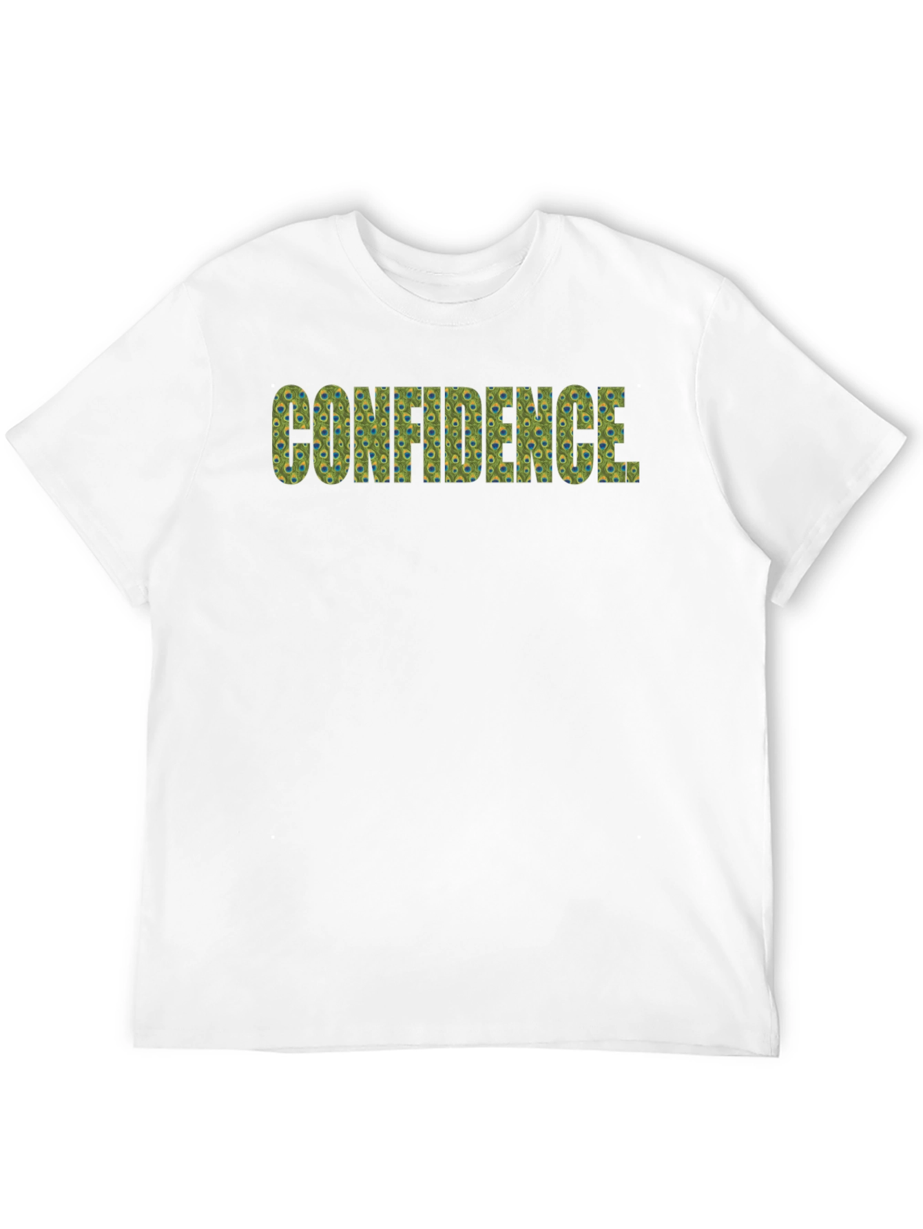 Confidence Peacock Feather Pattern Black T-Shirt