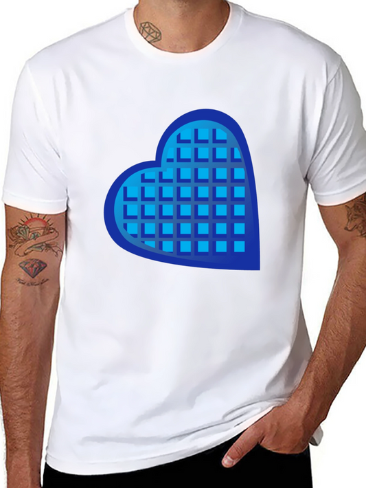 Heart Waffle Graphic Tee - Casual Mens Shirt
