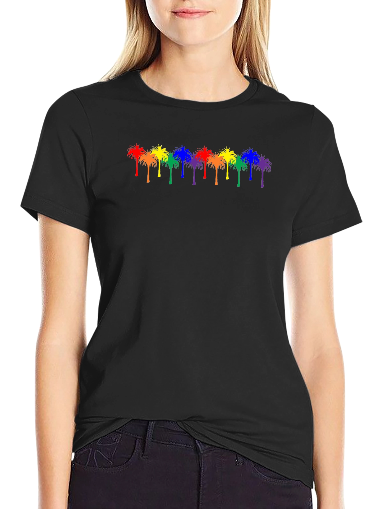 Rainbow Palm Tree Graphic T-Shirt