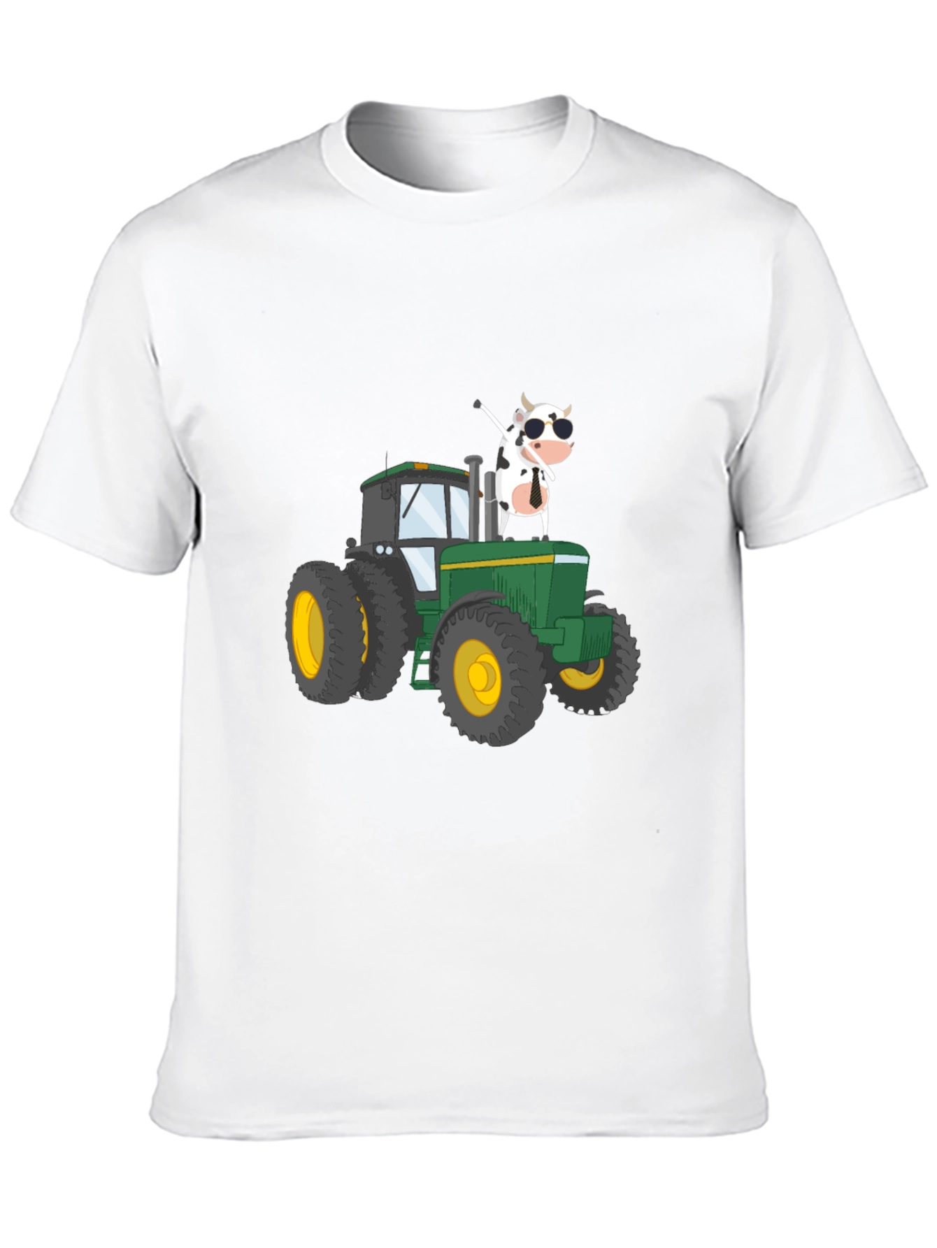 Cow on Tractor Graphic Tee - Black