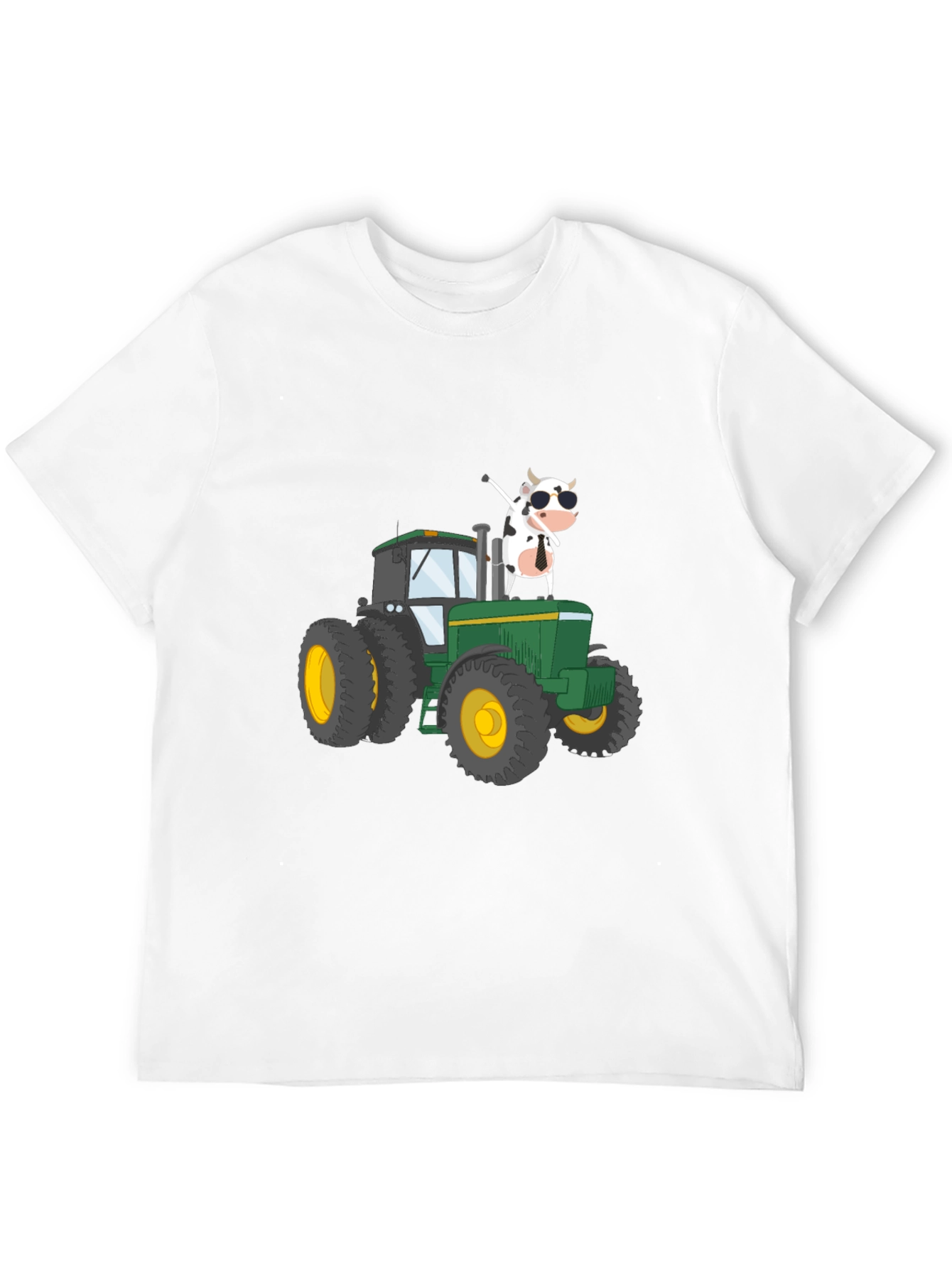 Cow on Tractor Graphic Tee - Black