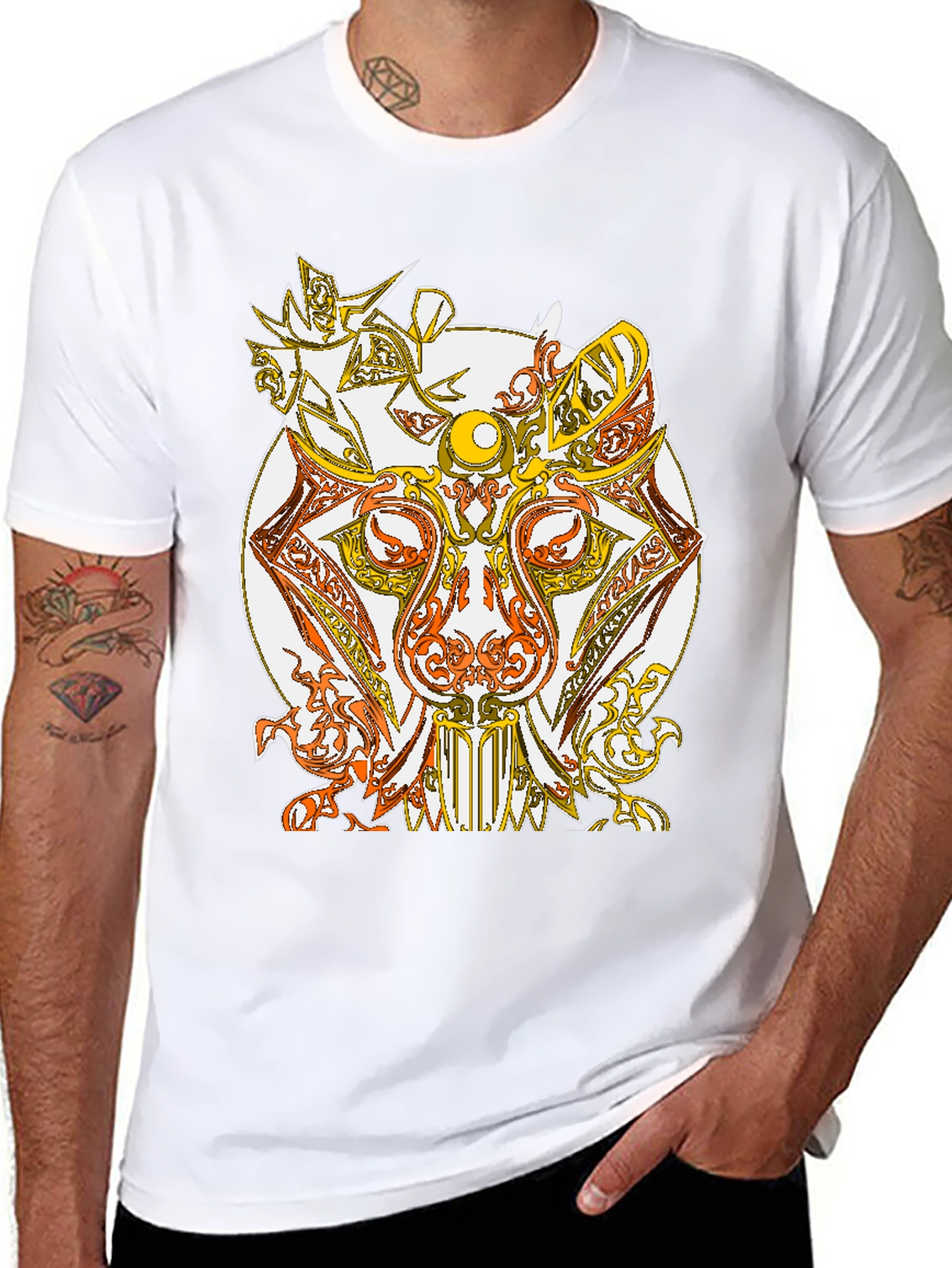 Abstract Animal Graphic T-Shirt - Black