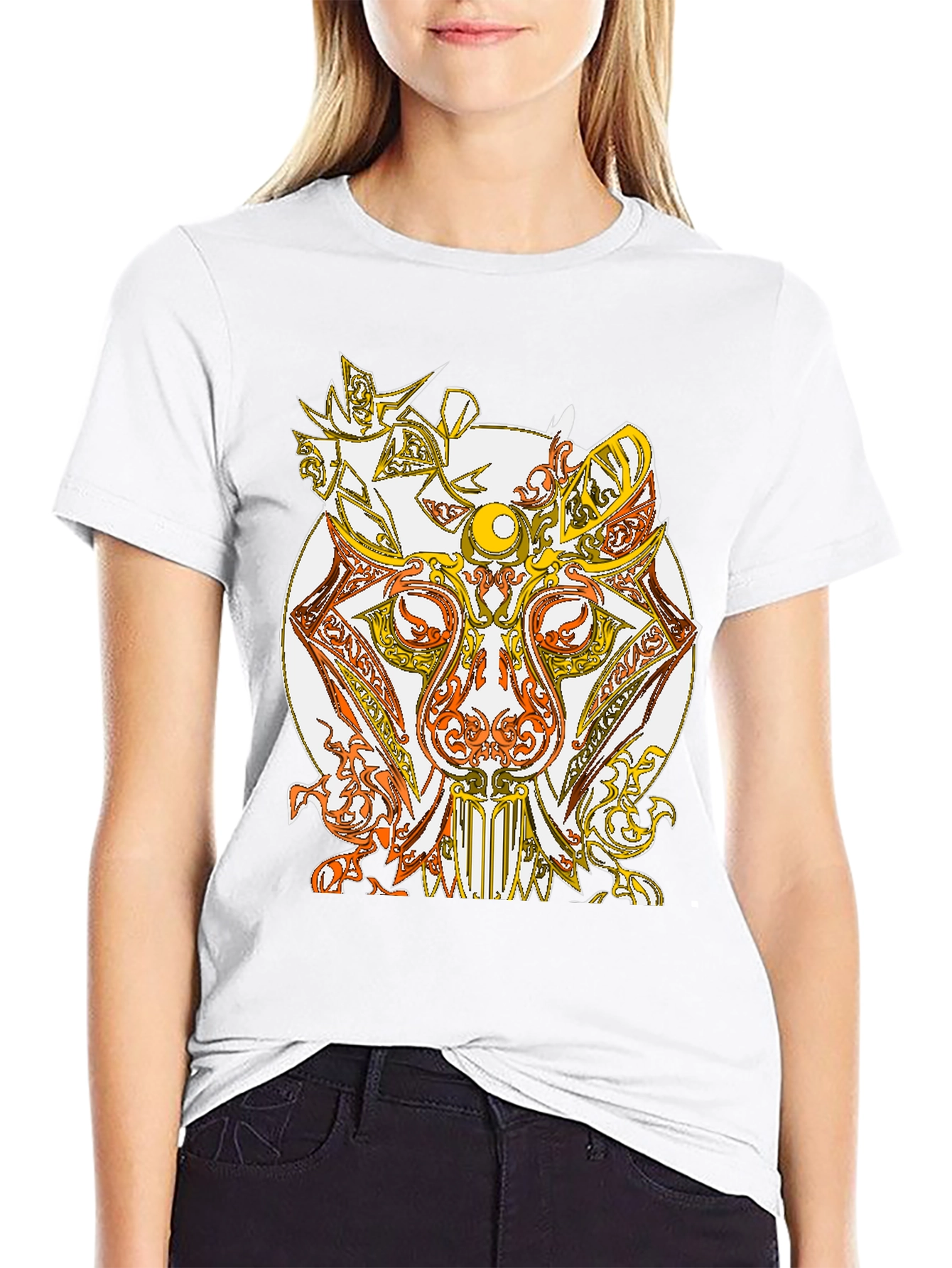 Abstract Animal Graphic T-Shirt - Black