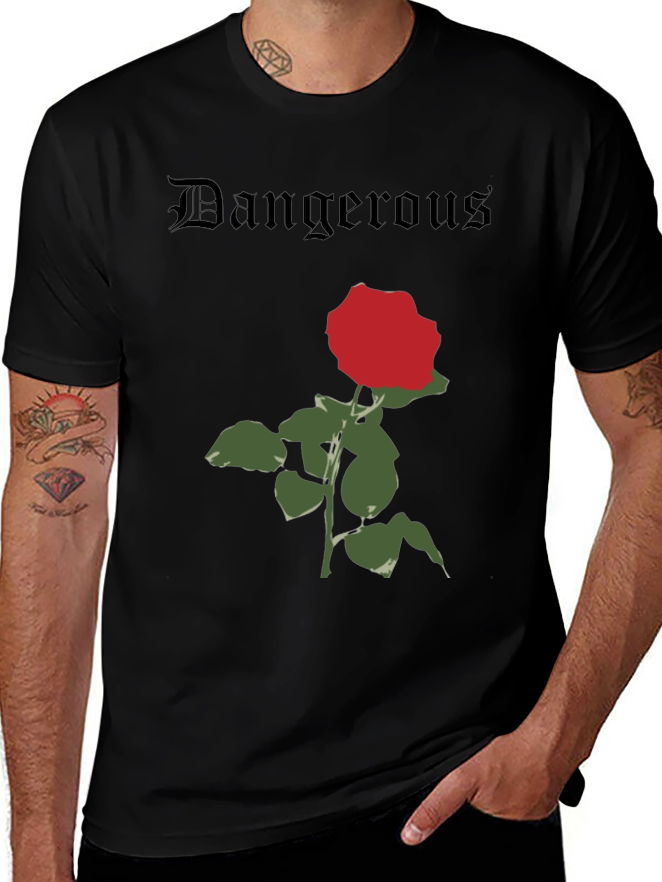 Dangerous Rose Graphic T-Shirt - Classic Black Tee