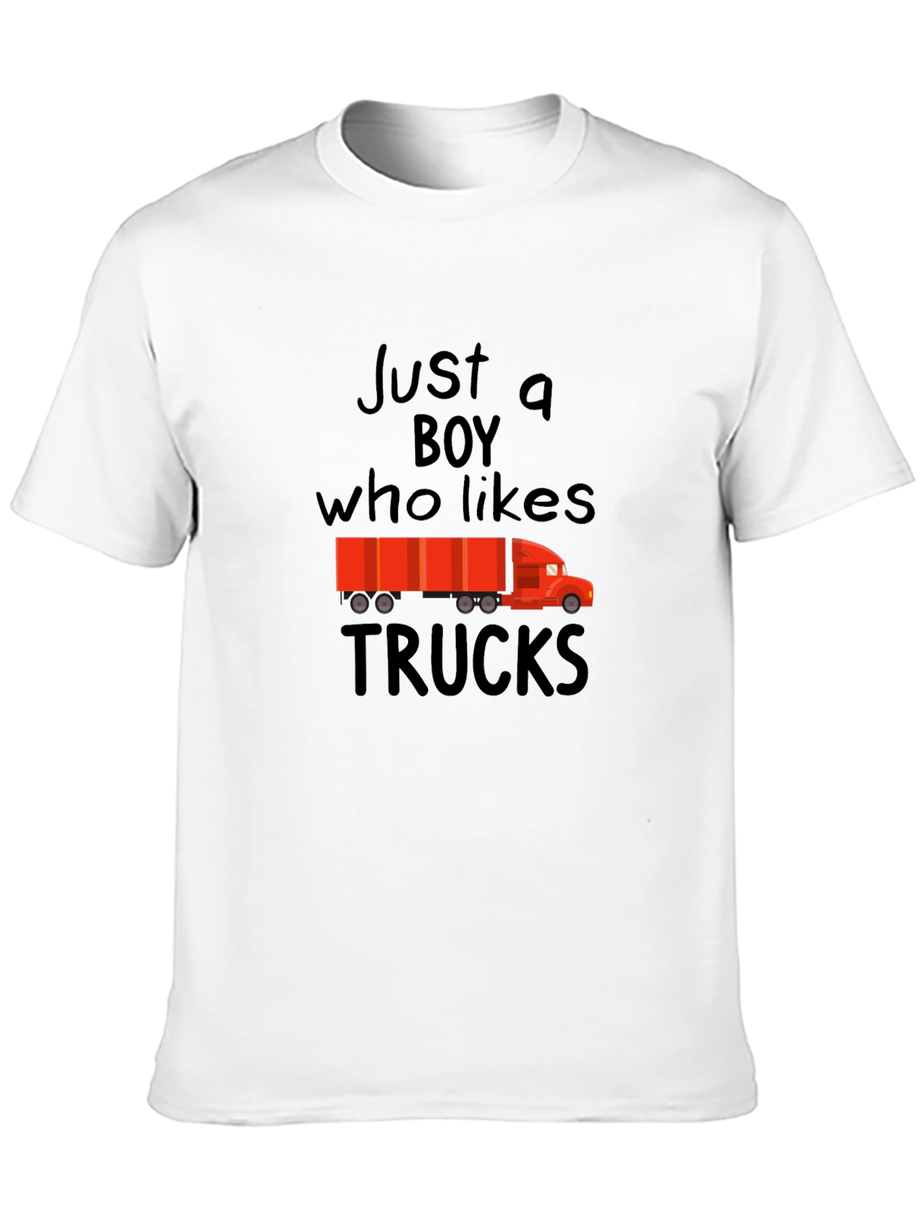 Just a Boy Who Likes Trucks Black T-Shirt