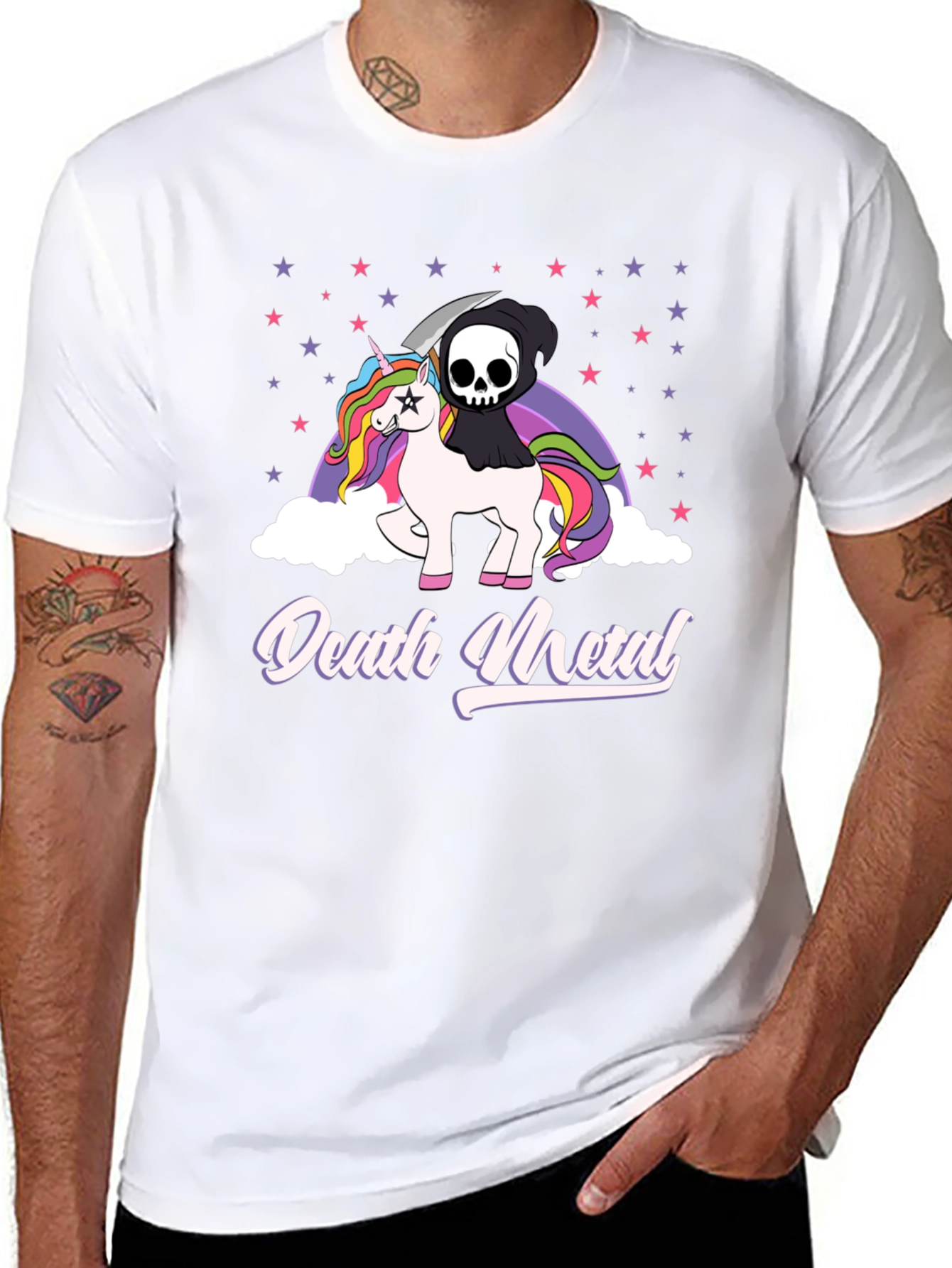 Death Metal Unicorn Graphic T-Shirt