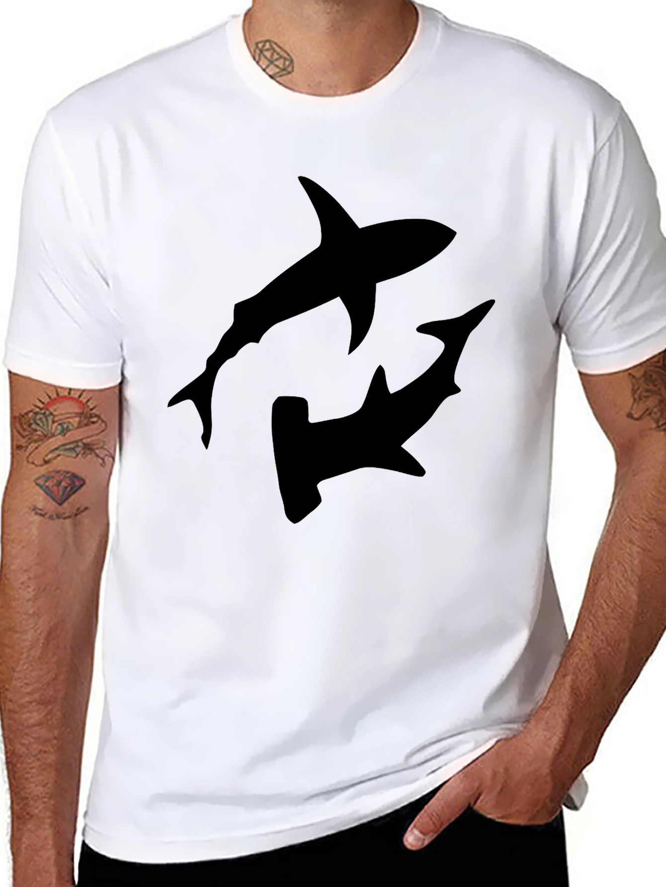 Mens Black Shark Graphic T-Shirt