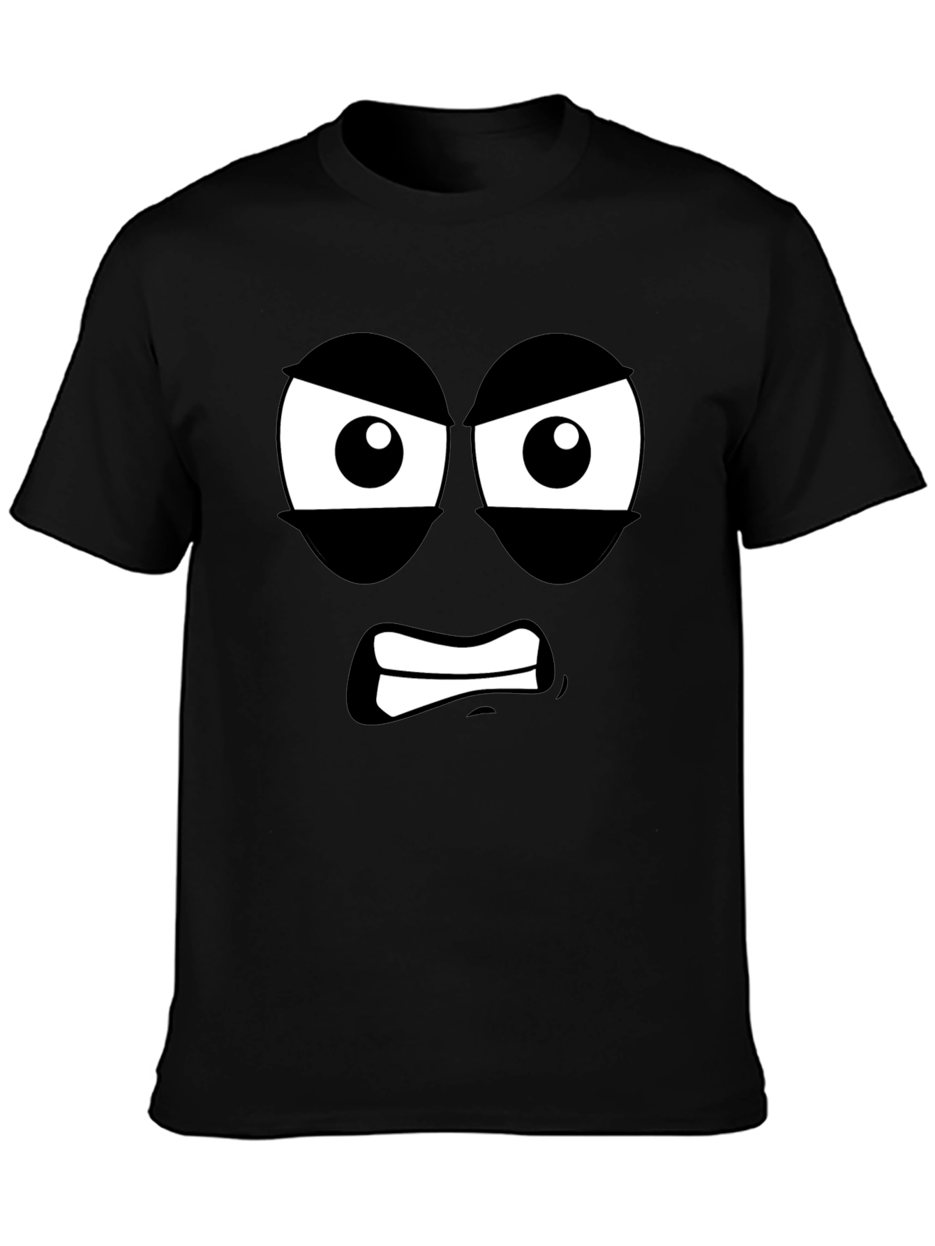 Angry Face Graphic T-Shirt - Black Cotton Tee