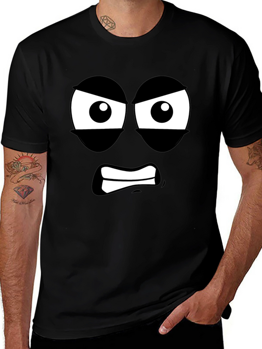 Angry Face Graphic T-Shirt - Black Cotton Tee