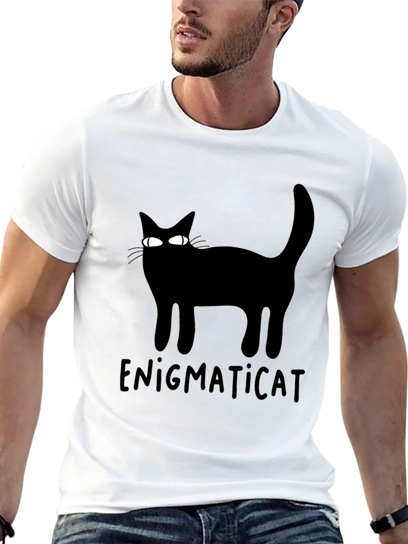 Enigmaticat Black Cat Graphic T-Shirt
