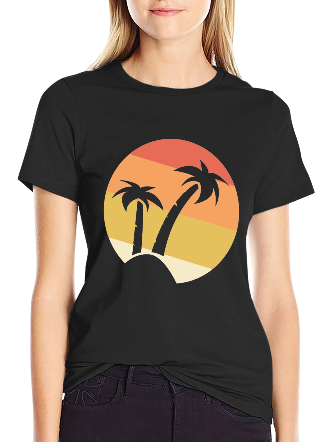 Tropical Palm Tree Sunset Graphic T-Shirt