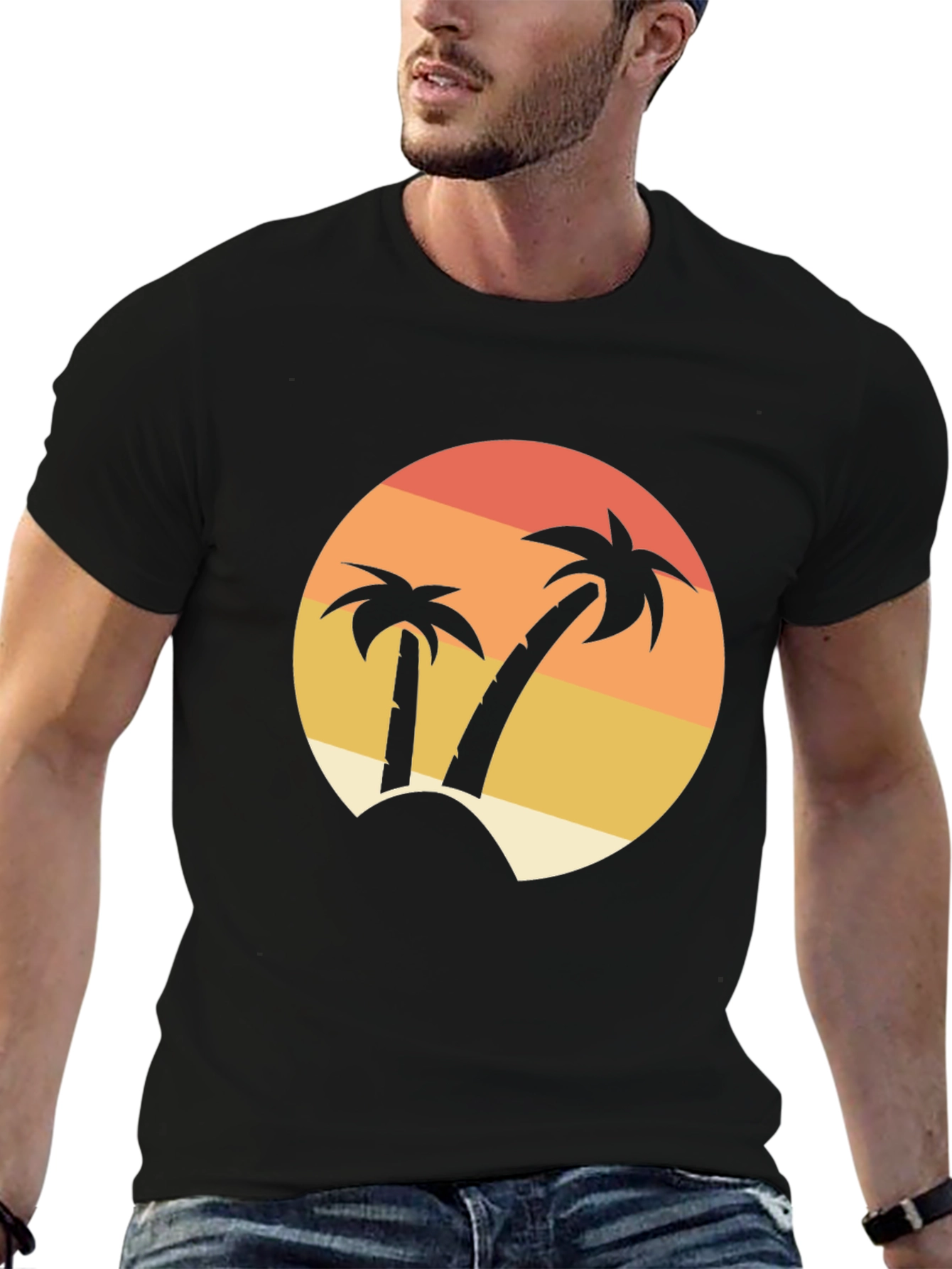 Tropical Palm Tree Sunset Graphic T-Shirt