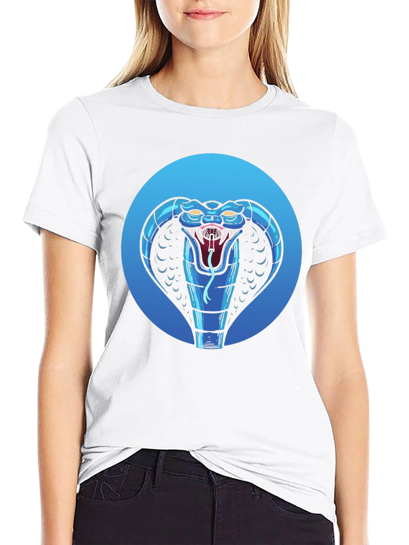 Blue Cobra Graphic Black T-Shirt