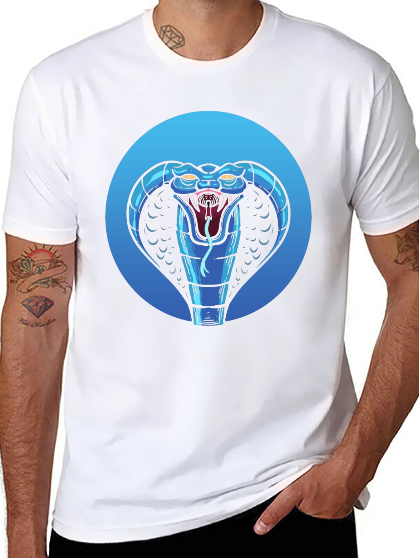 Blue Cobra Graphic Black T-Shirt