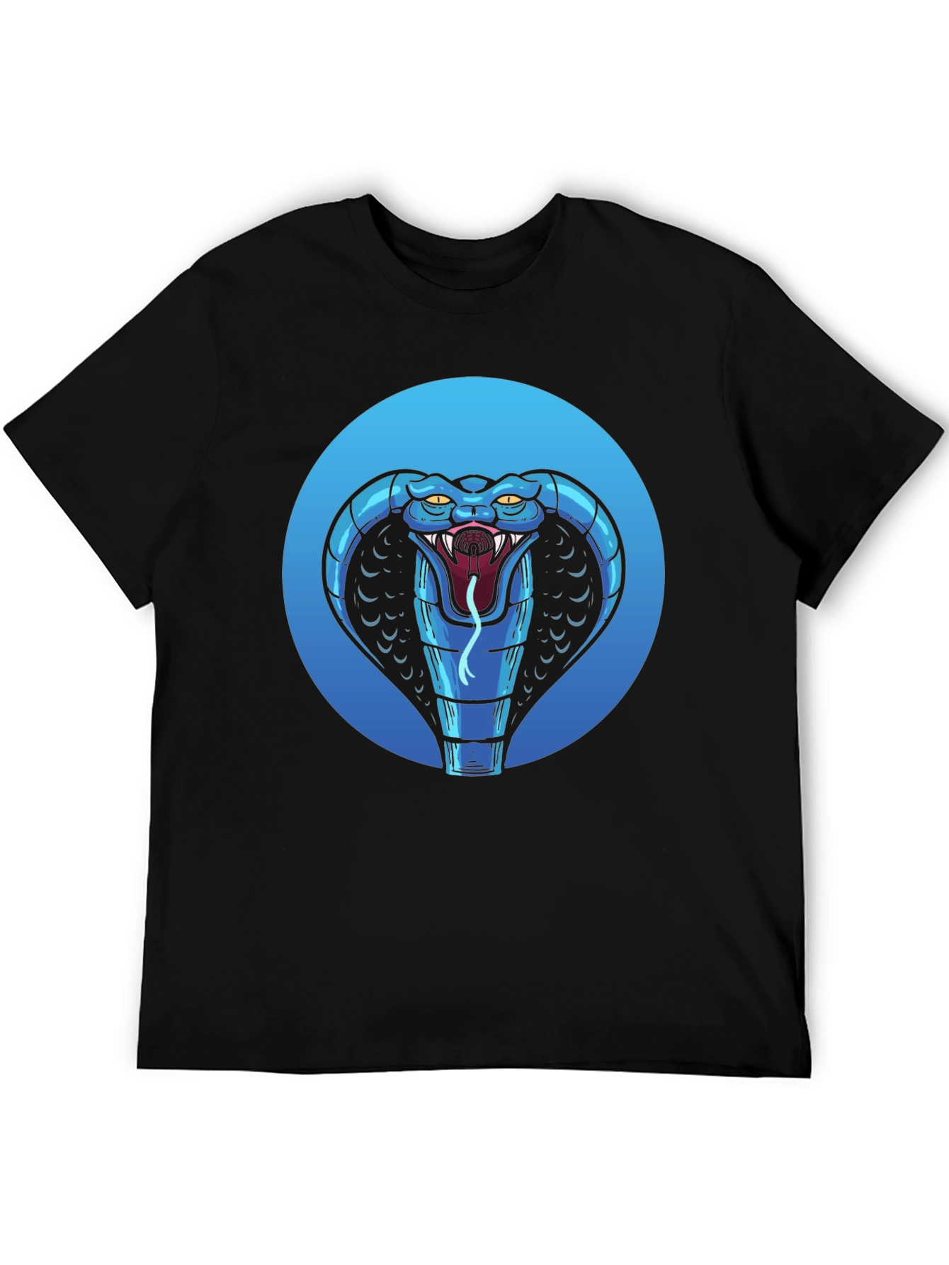 Blue Cobra Graphic Black T-Shirt