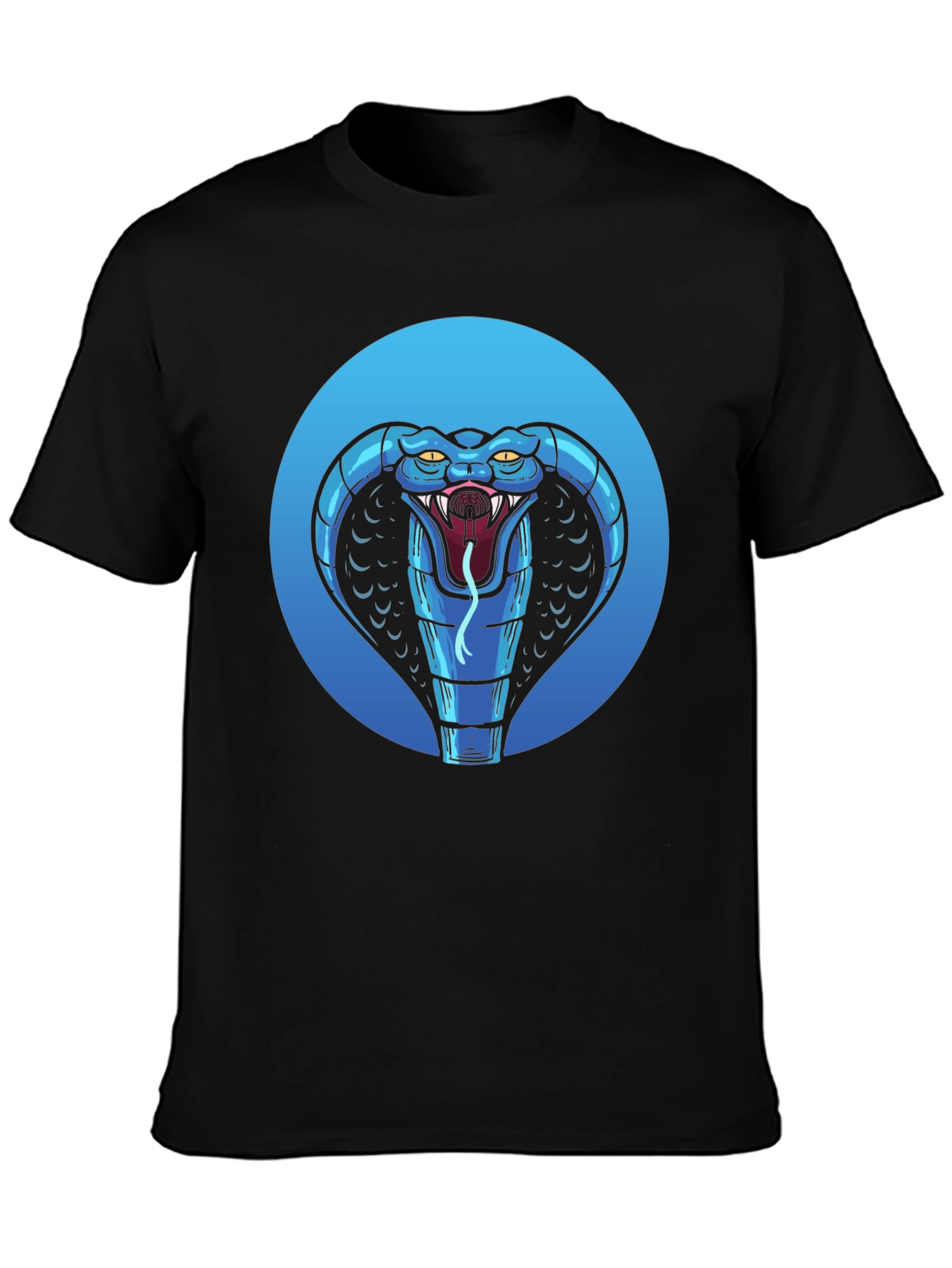 Blue Cobra Graphic Black T-Shirt