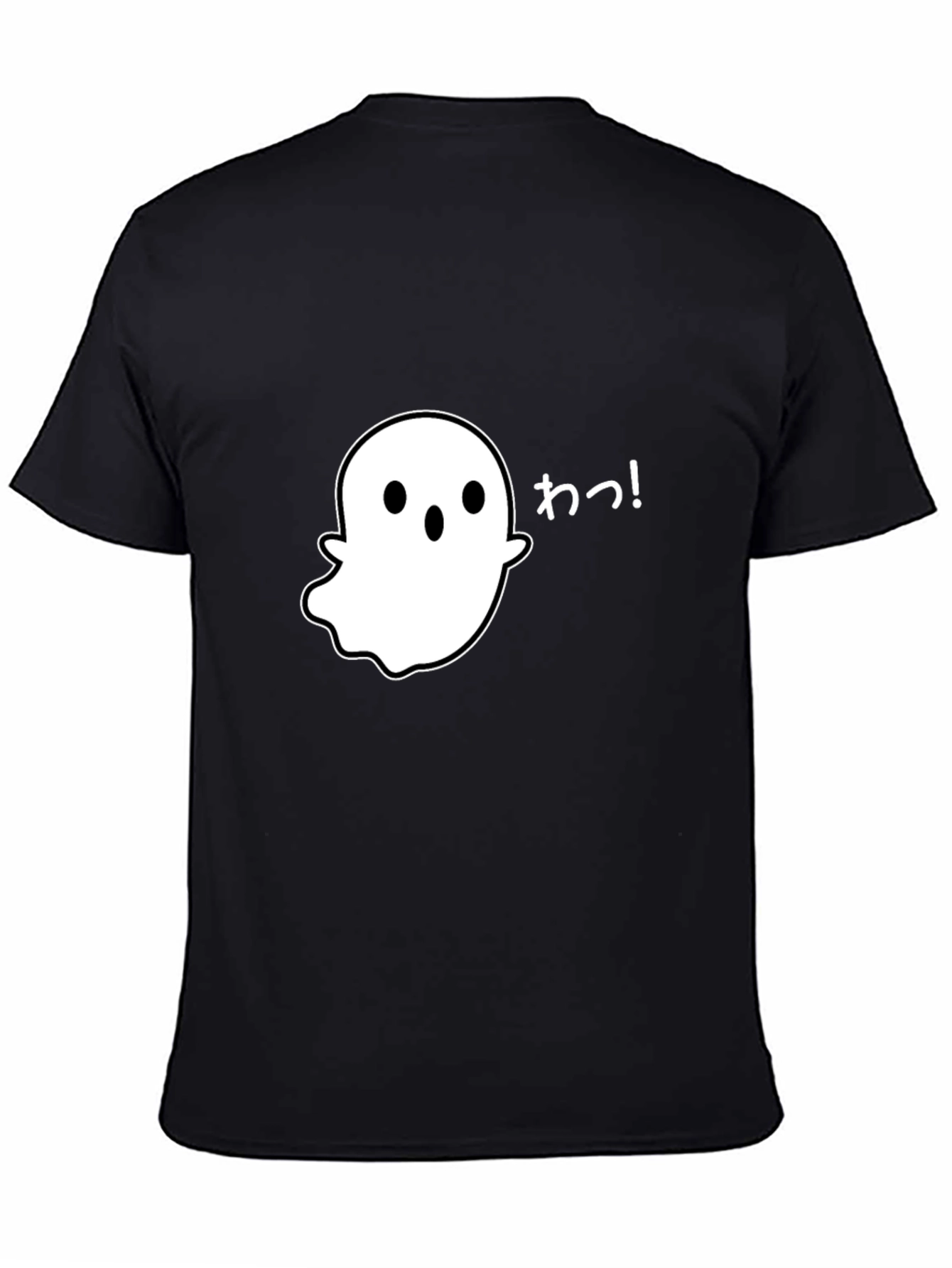 Spooky Cute Ghost Graphic Tee - Black Cotton T-Shirt