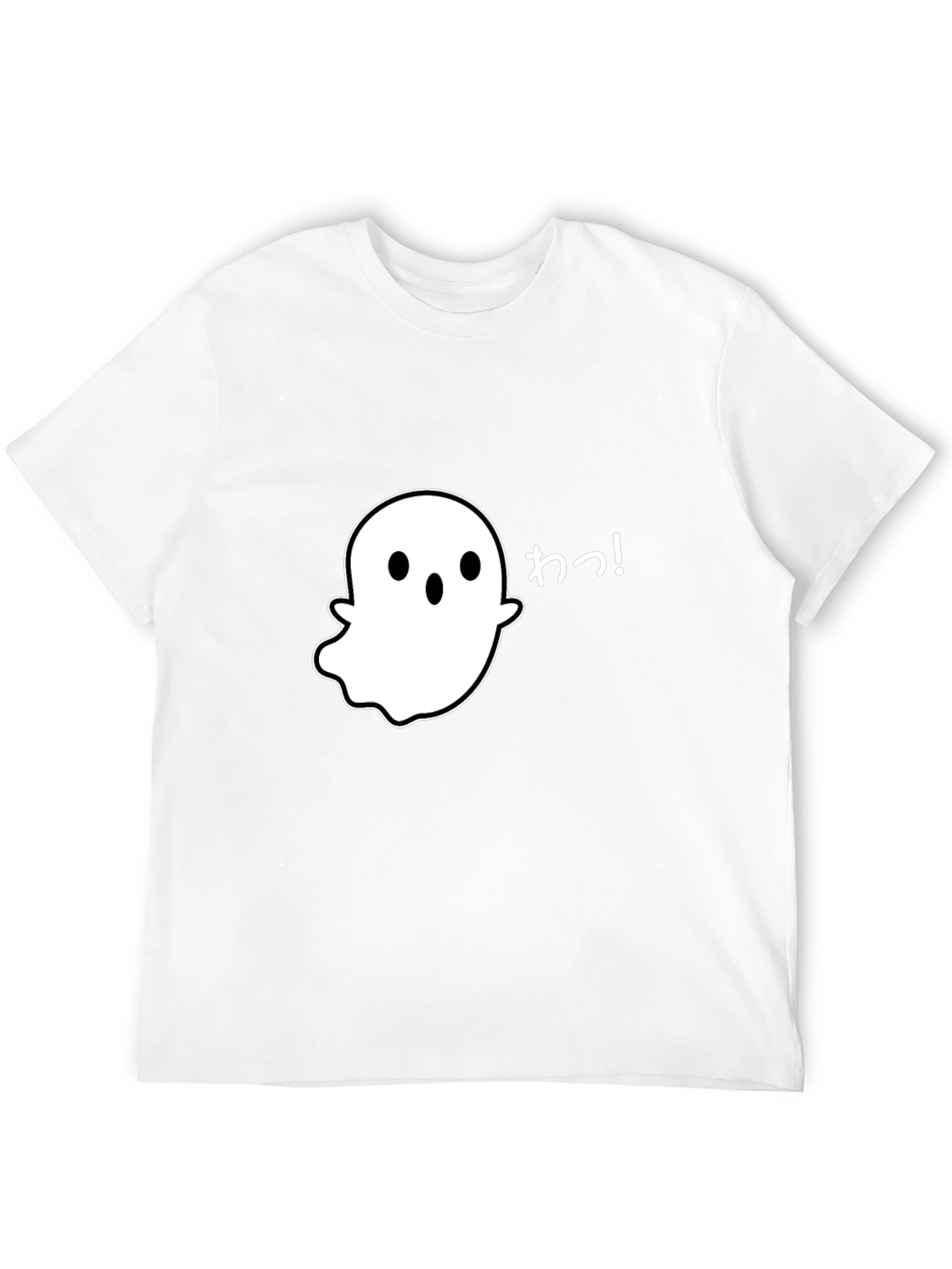 Spooky Cute Ghost Graphic Tee - Black Cotton T-Shirt