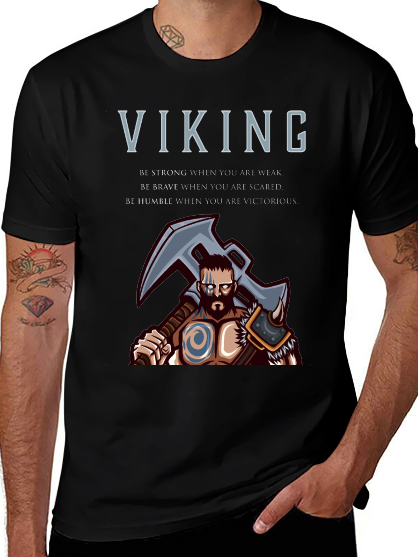 Viking Graphic T-Shirt - Be Strong Brave Humble Tee