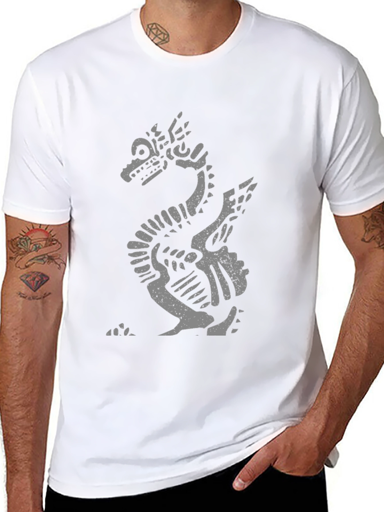 Aztec Dragon Graphic T-Shirt - Black