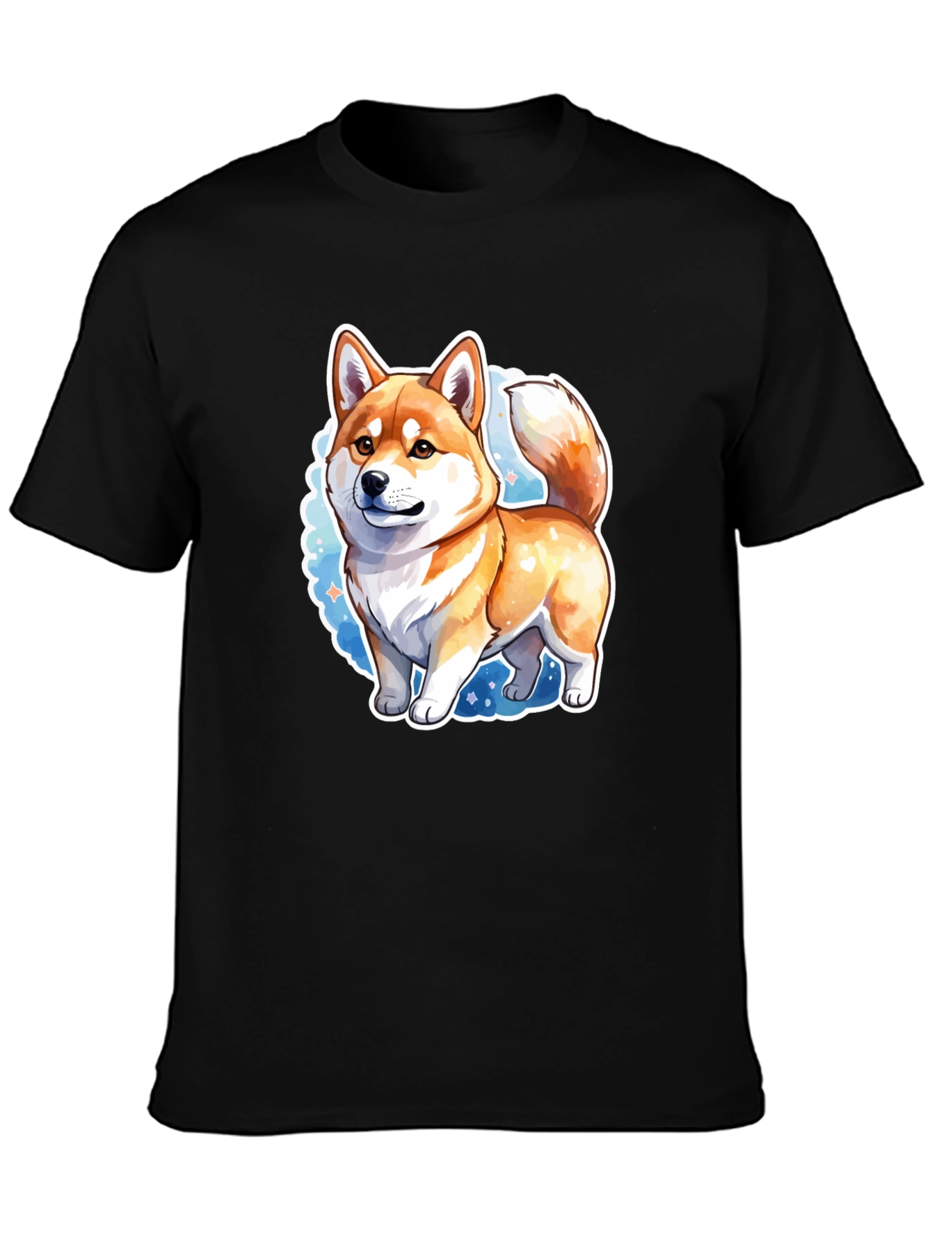 Shiba Inu Cartoon Graphic Tee - Unisex Black T-Shirt