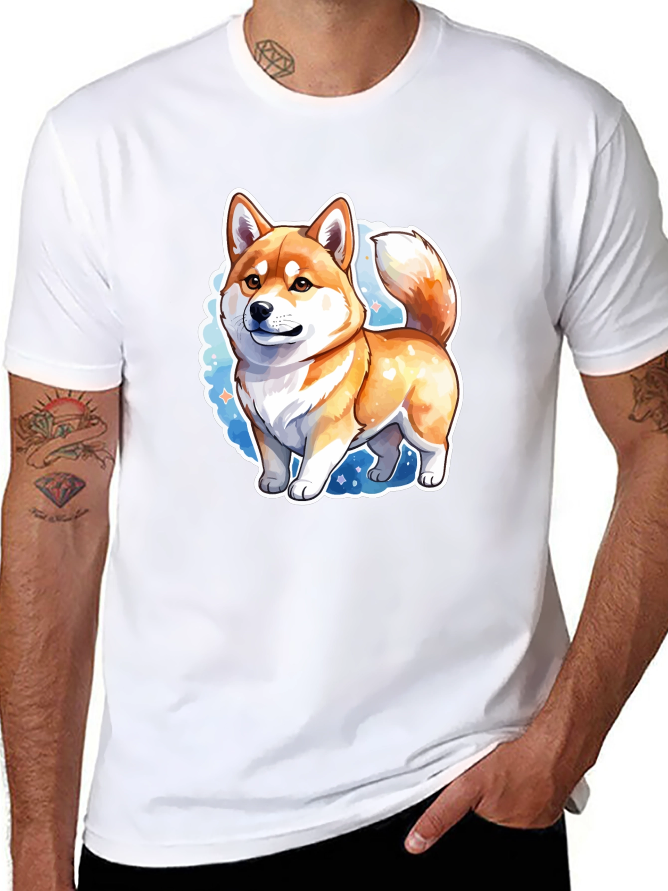 Shiba Inu Cartoon Graphic Tee - Unisex Black T-Shirt