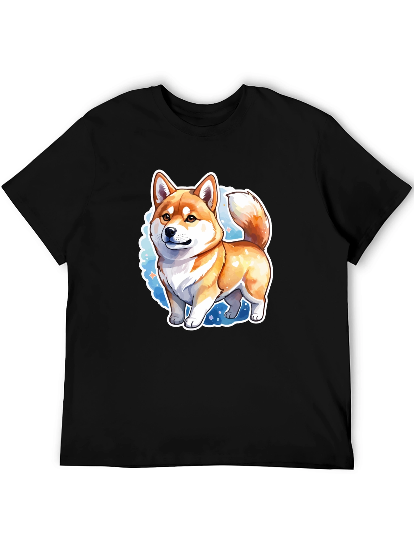 Shiba Inu Cartoon Graphic Tee - Unisex Black T-Shirt