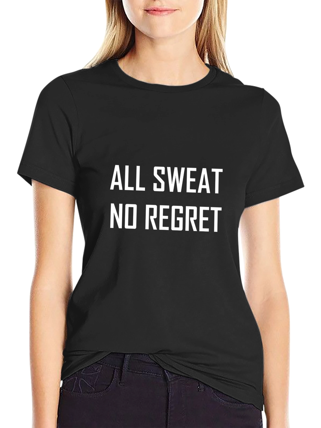 All Sweat No Regret Black Graphic Tee