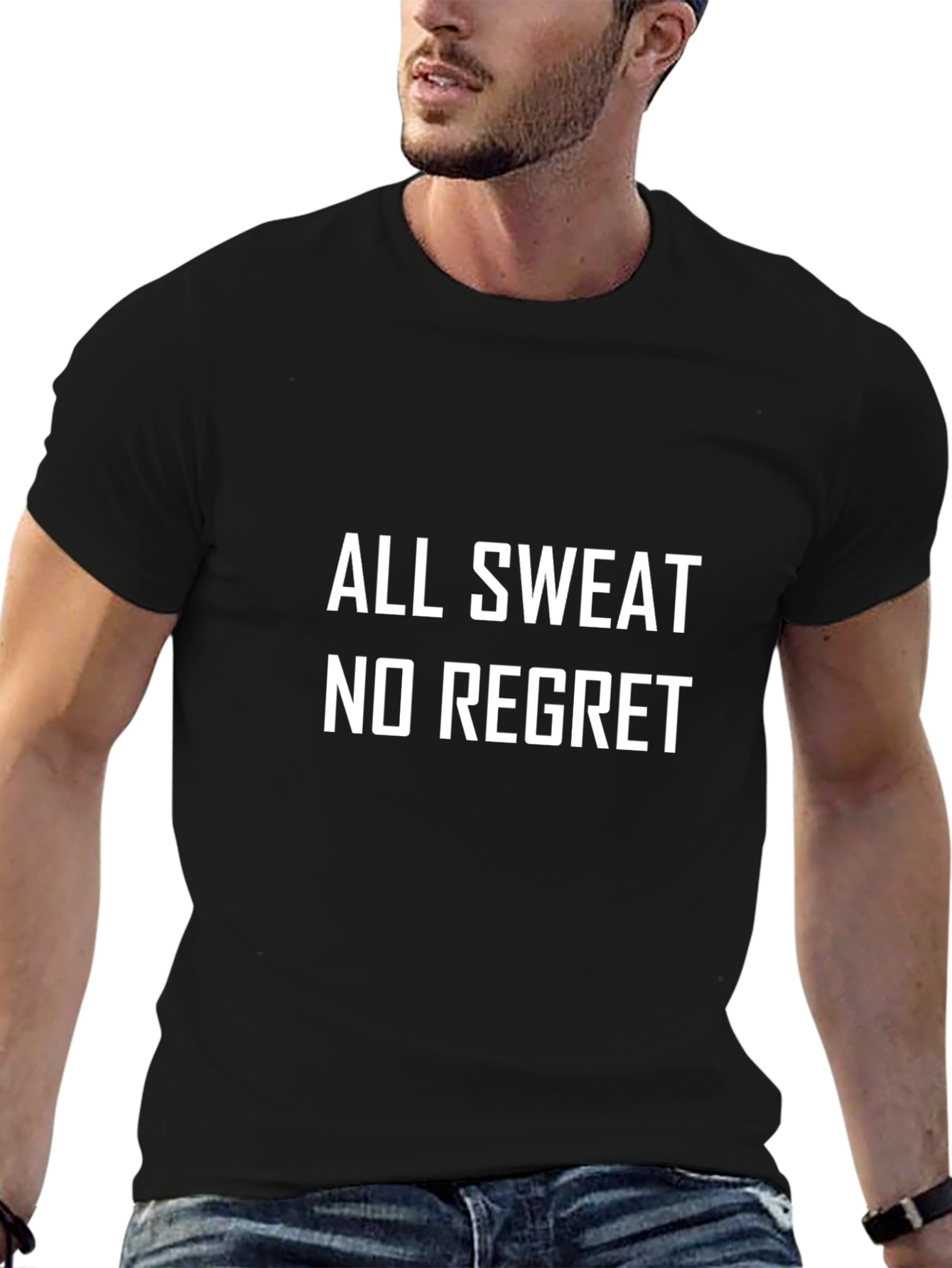 All Sweat No Regret Black Graphic Tee