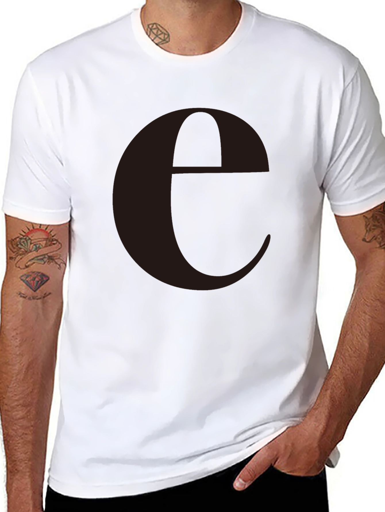 Minimalist Black T-Shirt with Large Letter e