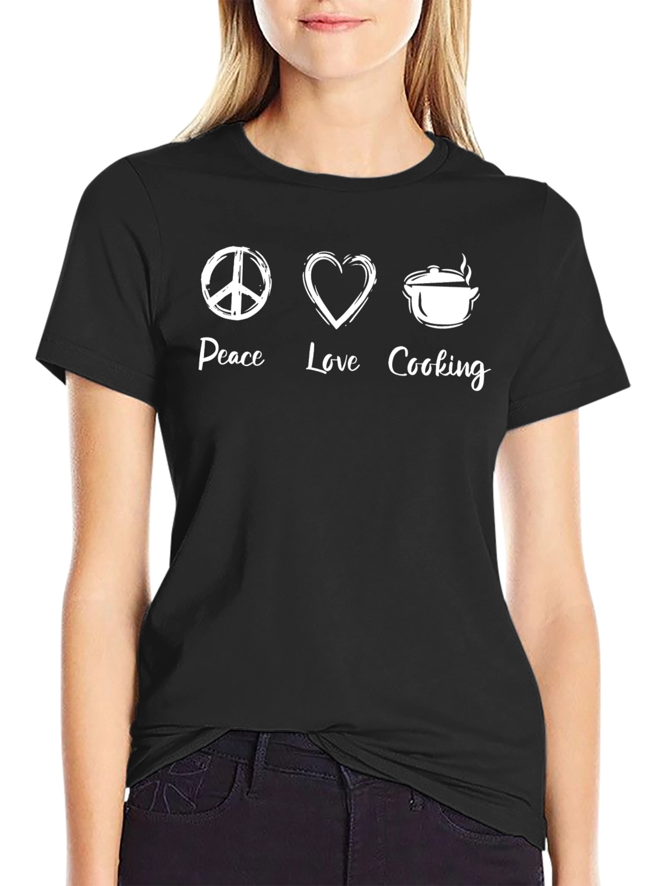 Peace Love Cooking T-Shirt Culinary Chef Gift
