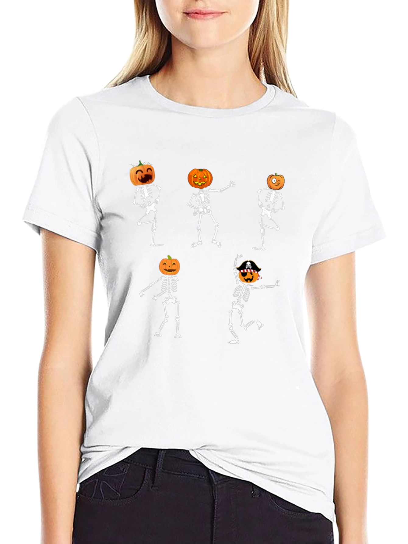 Halloween Dancing Pumpkin Skeleton T-Shirt