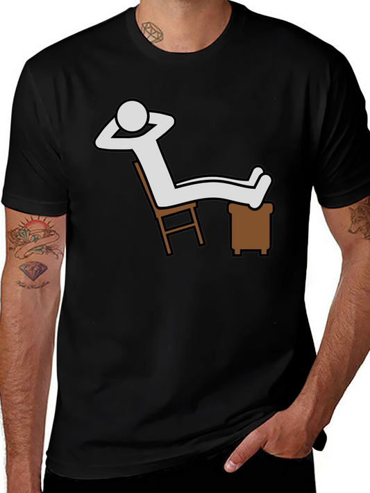 Relaxing Stick Figure Graphic Tee - Black Cotton Comfort