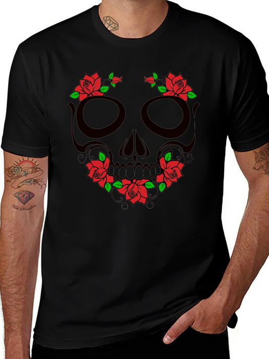 Skull & Roses Graphic T-Shirt - Black