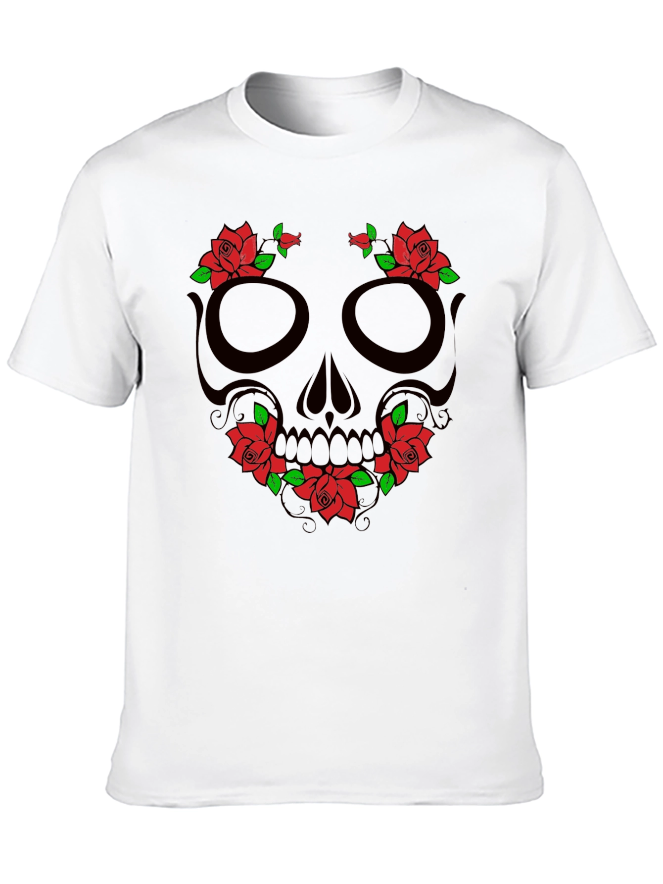 Skull & Roses Graphic T-Shirt - Black