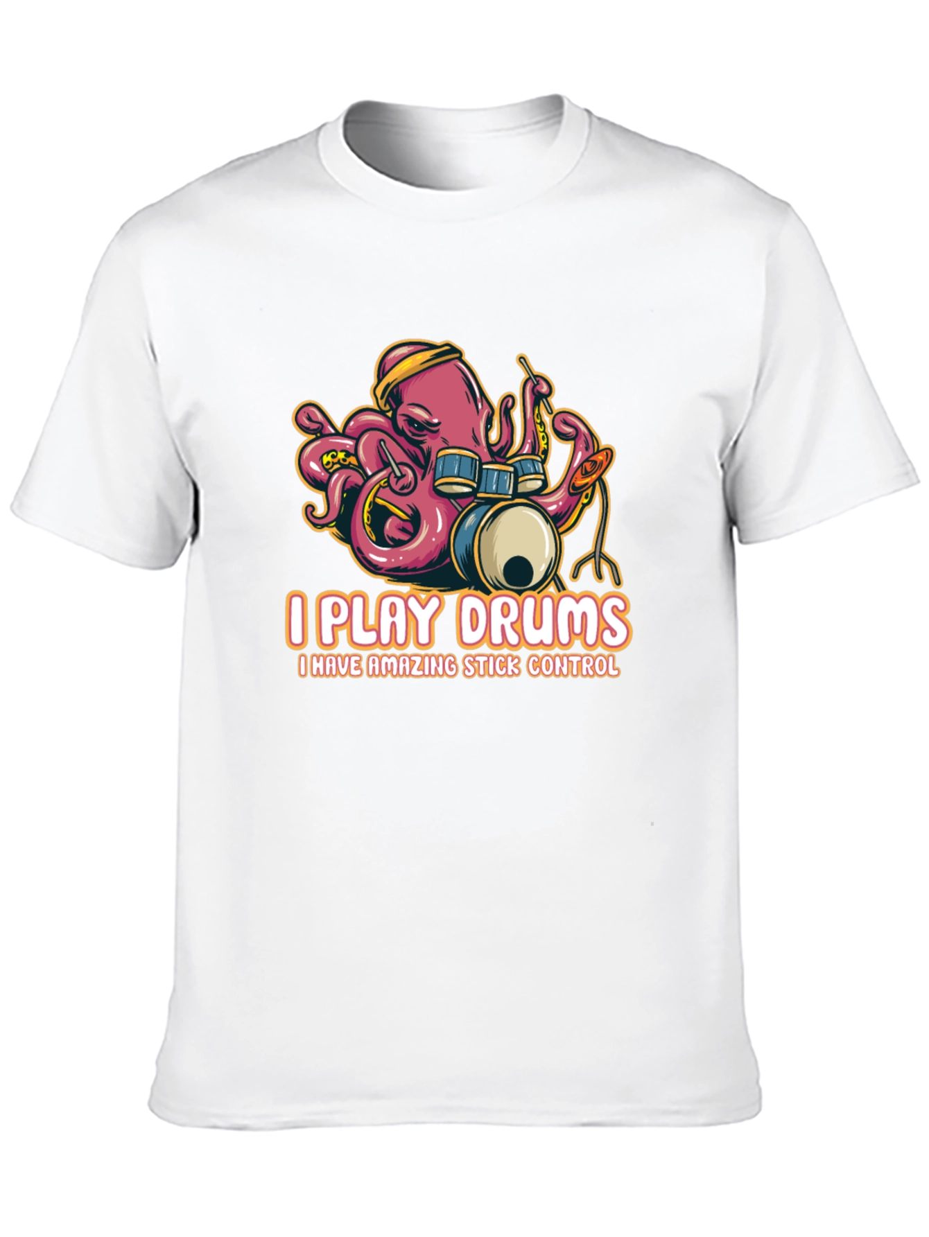Octopus Drummer Black T-Shirt - I Play Drums